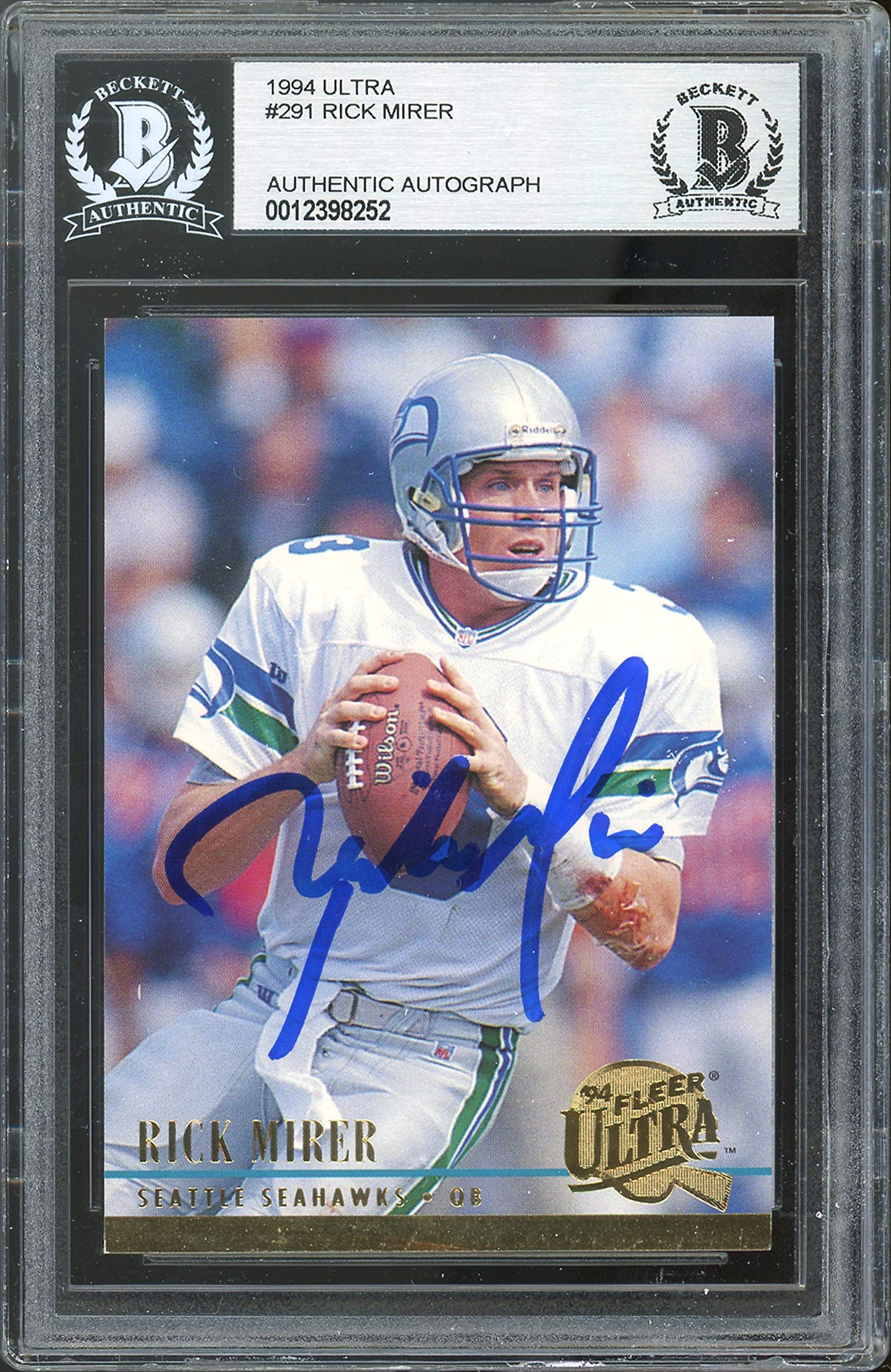 Seahawks Rick Mirer Authentic Signed 1994 Ultra #291 Card BAS Slabbed