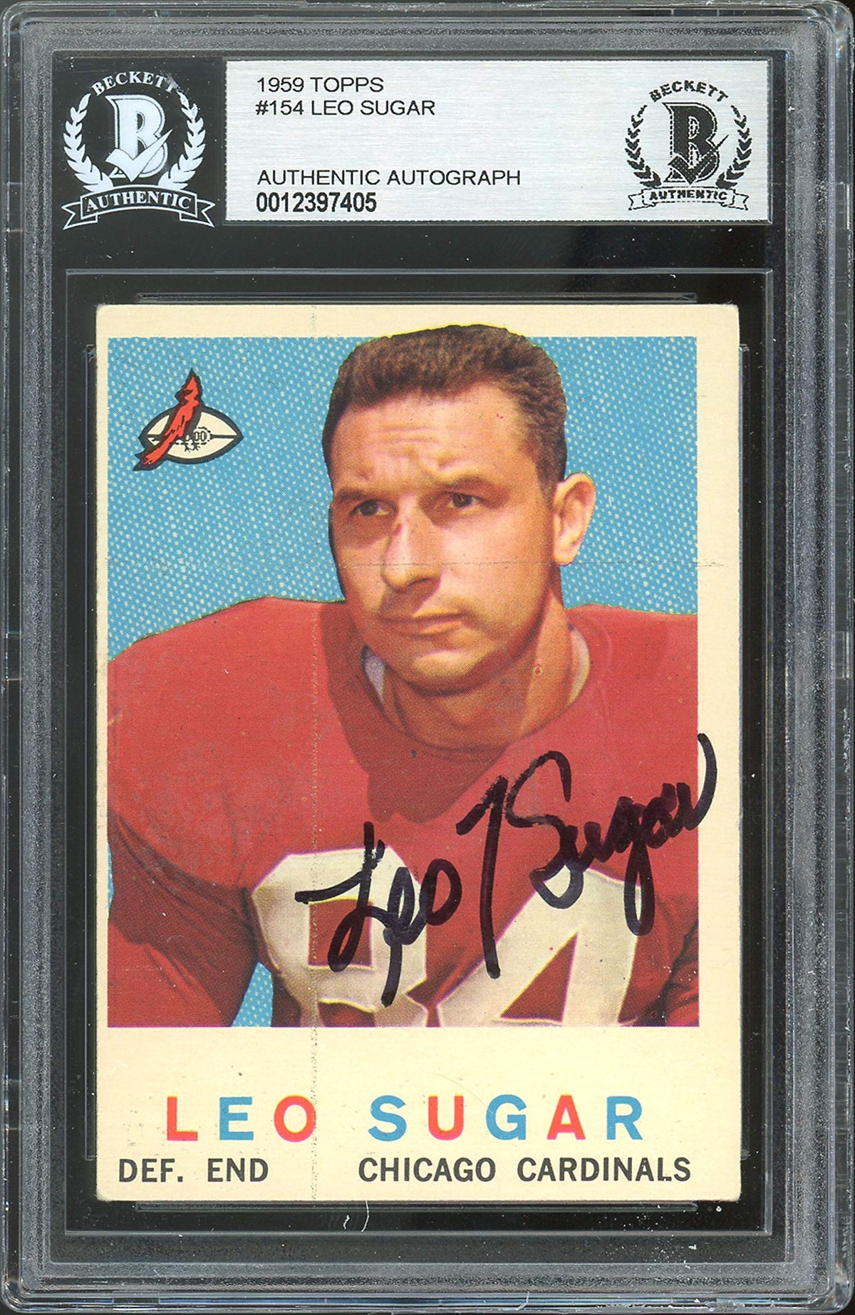 Cardinals Leo Sugar Authentic Signed 1959 Topps #154 Card BAS Slabbed