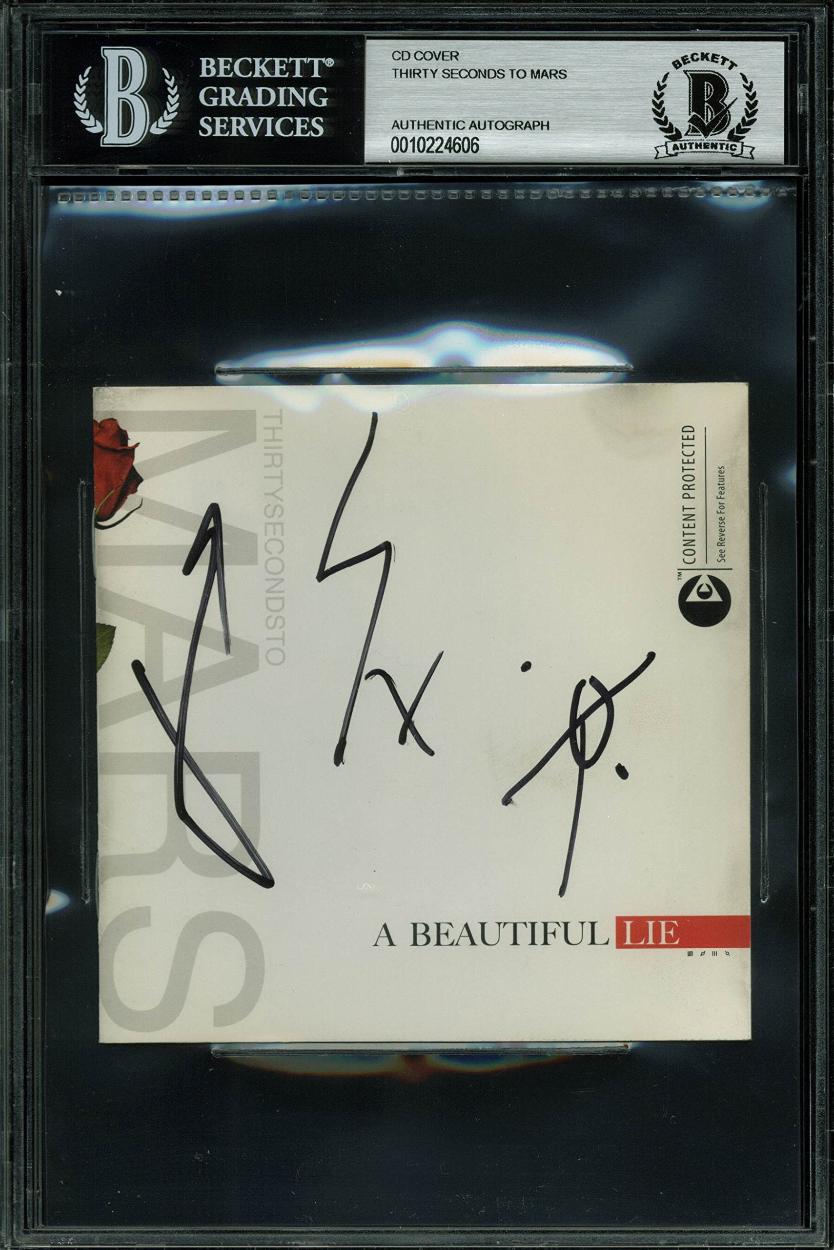 Thirty Seconds to Mars (3) Authentic Signed A Beautiful Lie Cd Cover BAS Slabbed