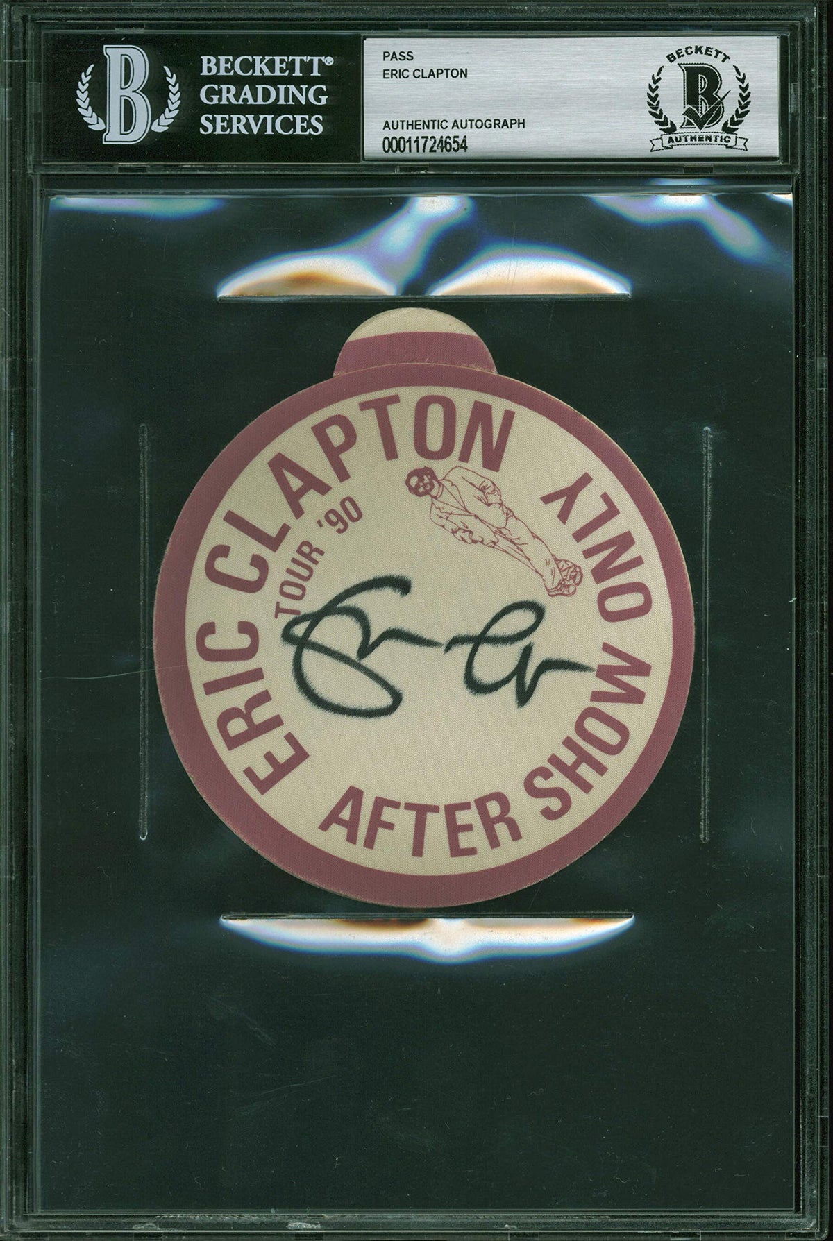 Eric Clapton Authentic Signed 4 Inch 1990 Concert Backstage Pass BAS Slabbed