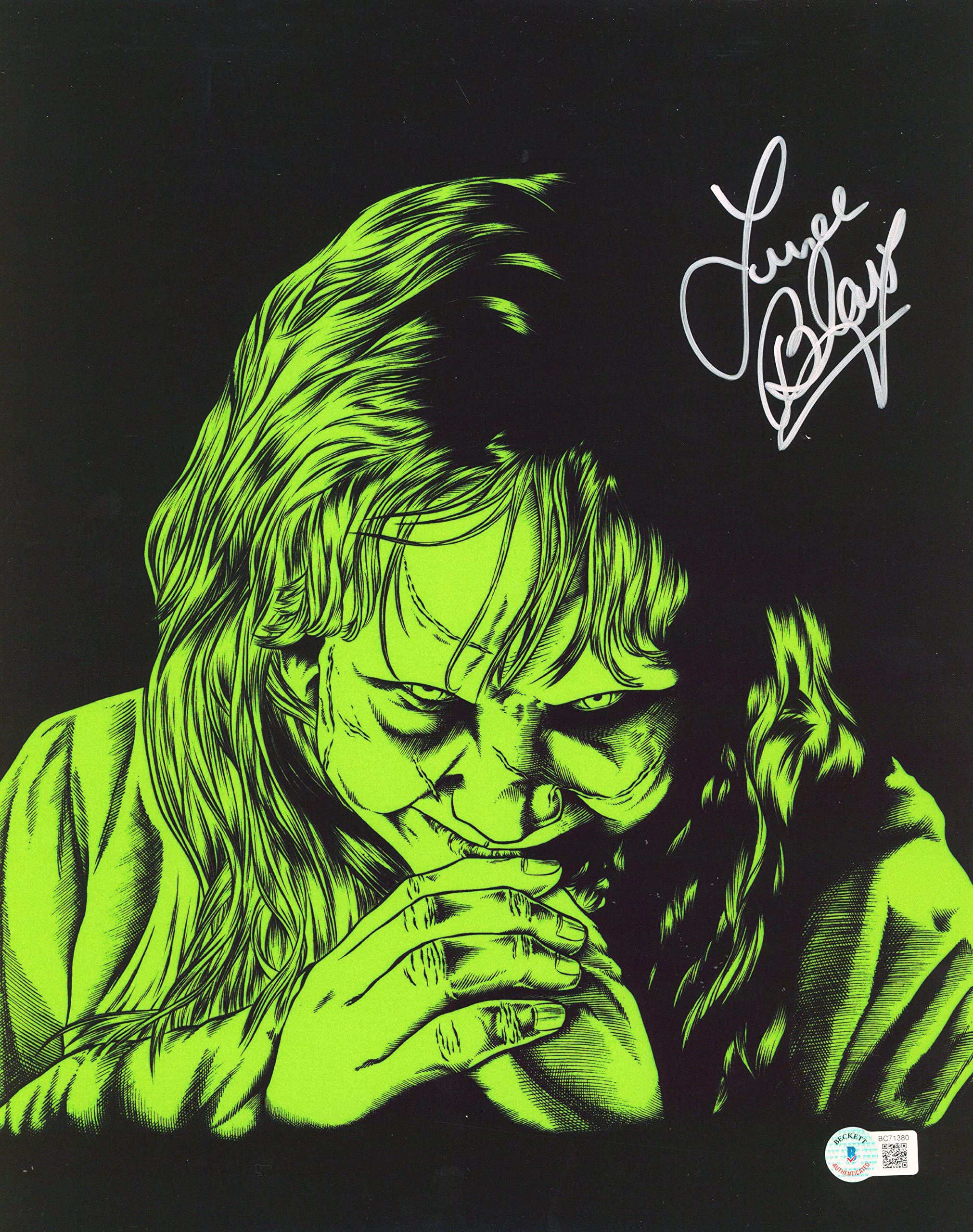 Linda Blair The Exorcist Authentic Signed 11x14 Vertical Green Face Photo BAS