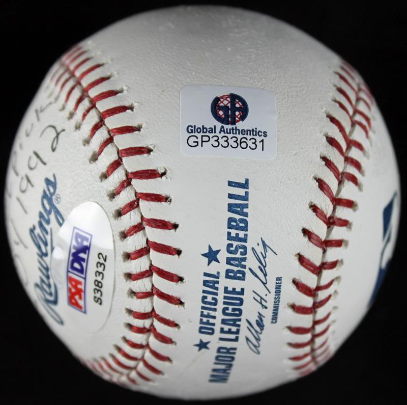 Larry Johnson '#1 Pick, Roy 1992 & Grandmama' Signed Baseball 6/10 PSA #S38332