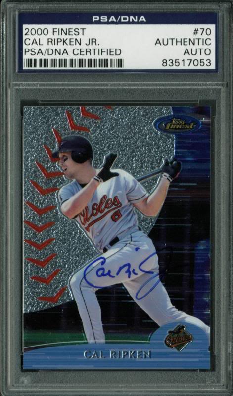 Orioles Cal Ripken Jr. Authentic Signed Card 2000 Finest #70 PSA/DNA Slabbed