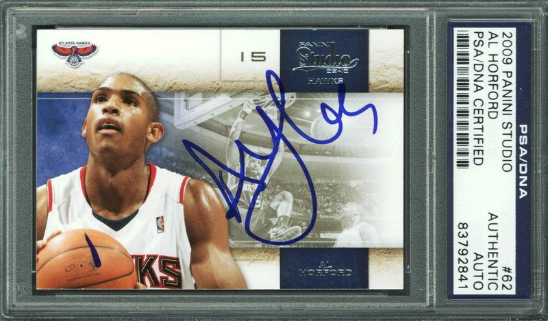 Hawks Al Horford Authentic Signed Card 2009 Panini Studio #62 PSA/DNA Slabbed