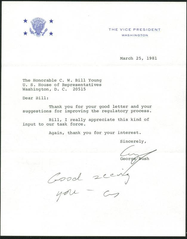 George H.W. Bush Authentic Signed 1981 Letter As Vp W/ Darvick COA & PSA #X03388