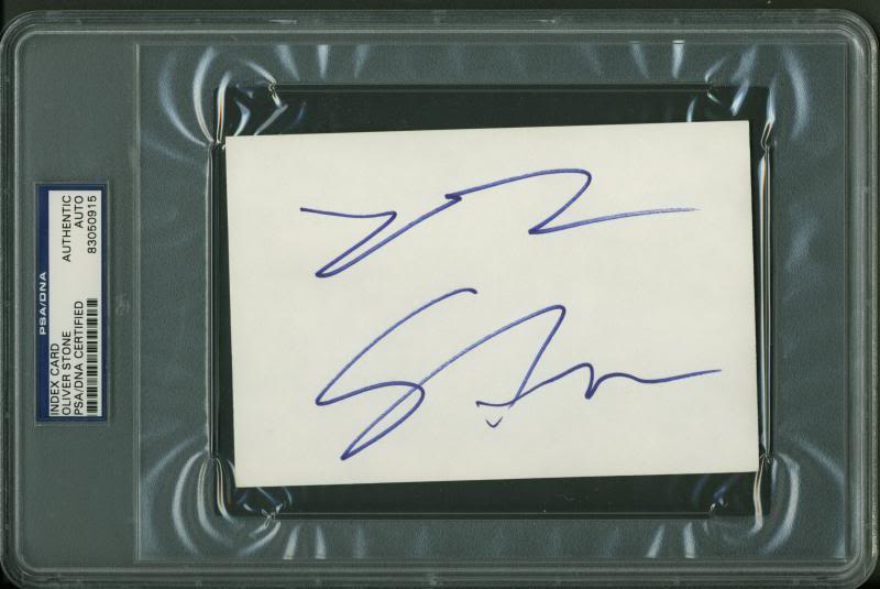 Oliver Stone Authentic Signed 4X6 Index Card Autographed PSA Slabbed #83050915