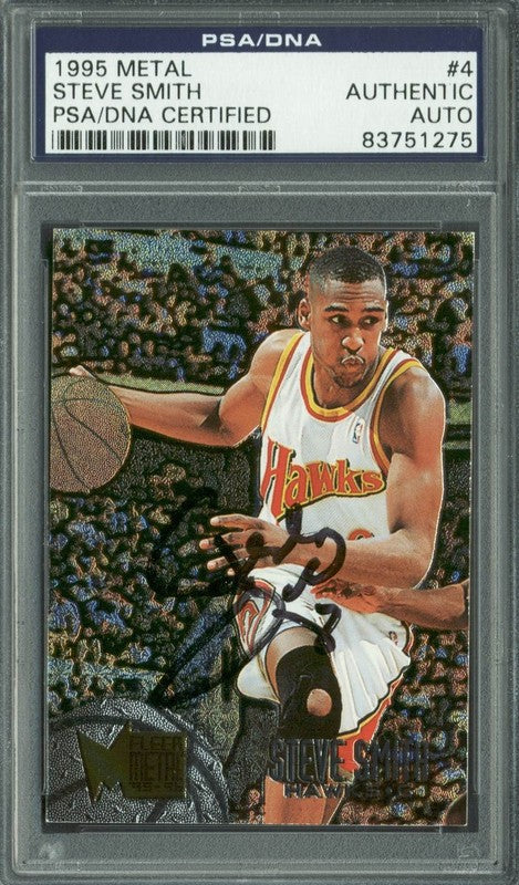 Heat Steve Smith Authentic Signed Card 1995 Metal #4 PSA/DNA Slabbed