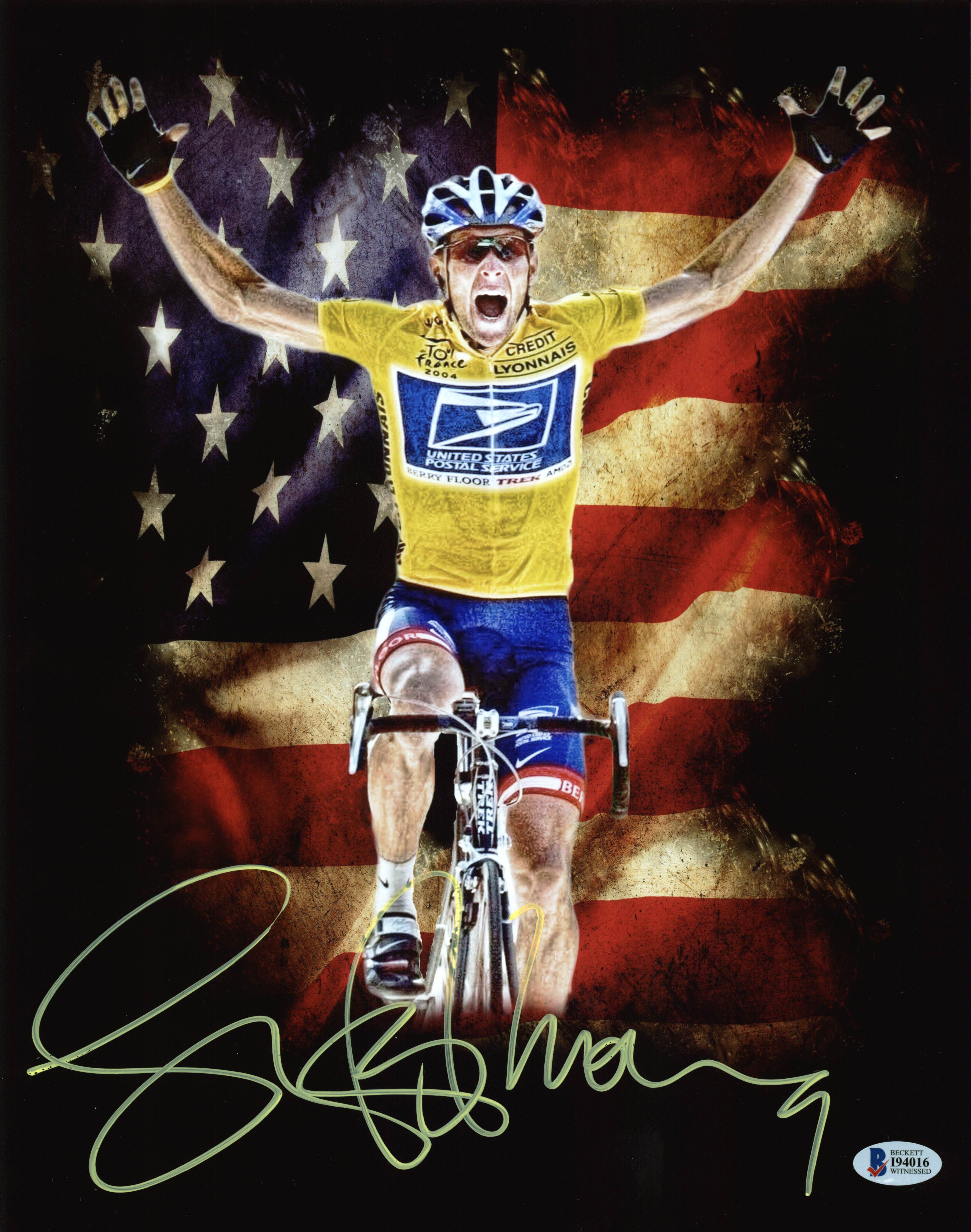 Lance Armstrong Authentic Signed 11X14 Metallic Photo Autographed BAS