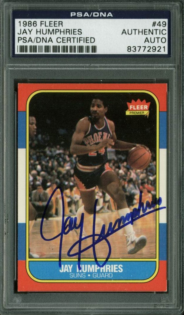 Suns Jay Humphries Authentic Signed Card 1986 Fleer #49 PSA/DNA Slabbed
