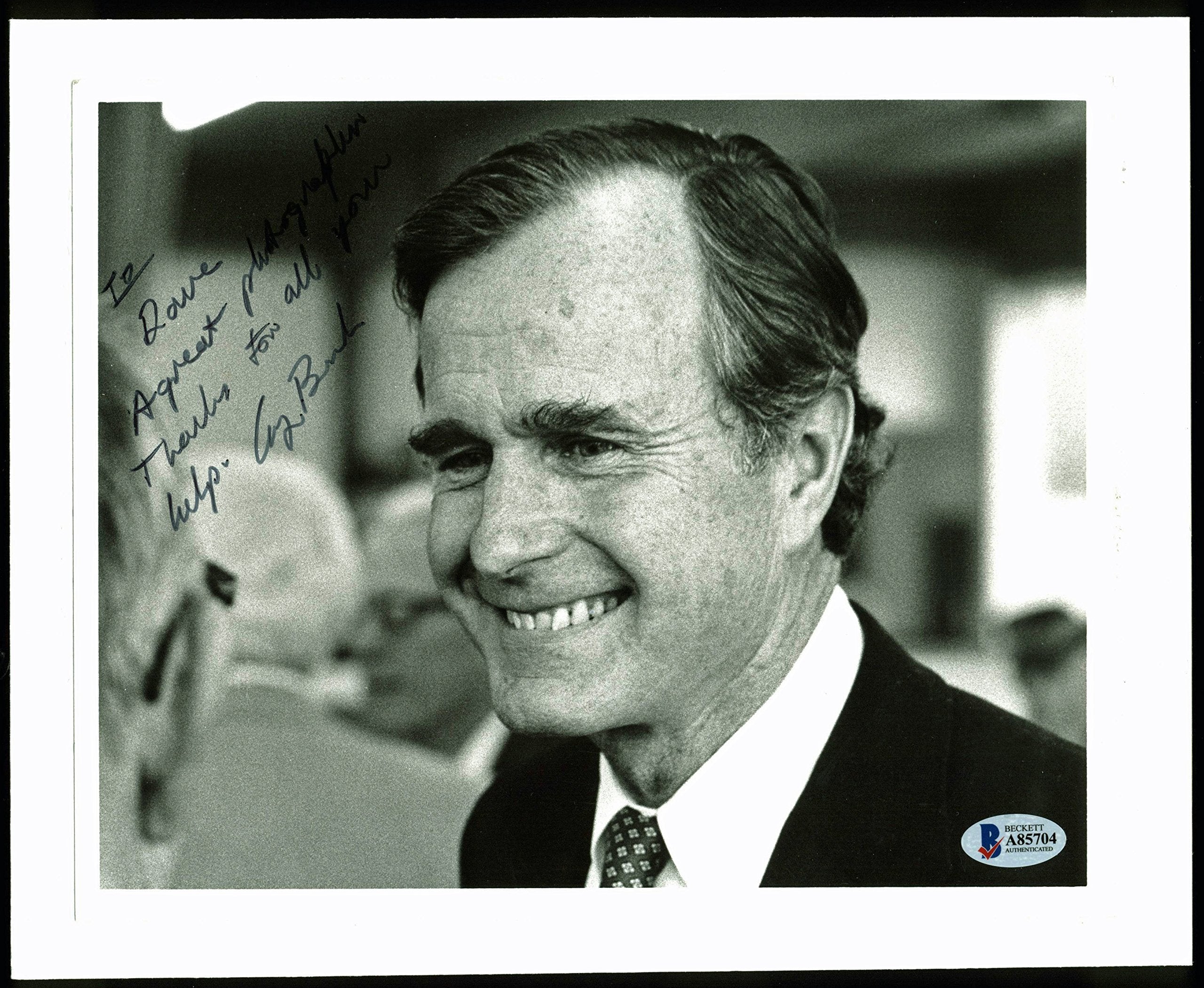 George H.W. Bush Authentic Signed & Mounted Black & White 8x10 Photo BAS #A85704