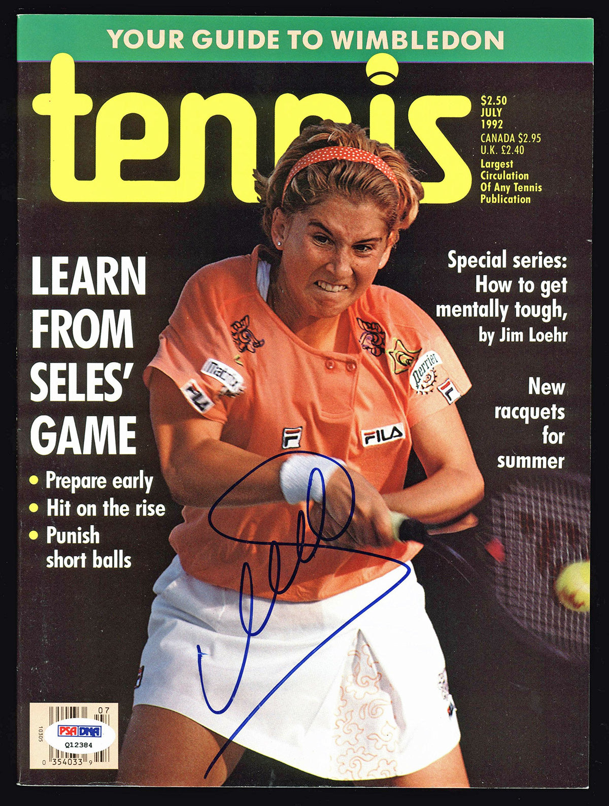 Monica Seles Authentic Signed 1992 Tennis Magazine Autographed PSA/DNA #Q12384