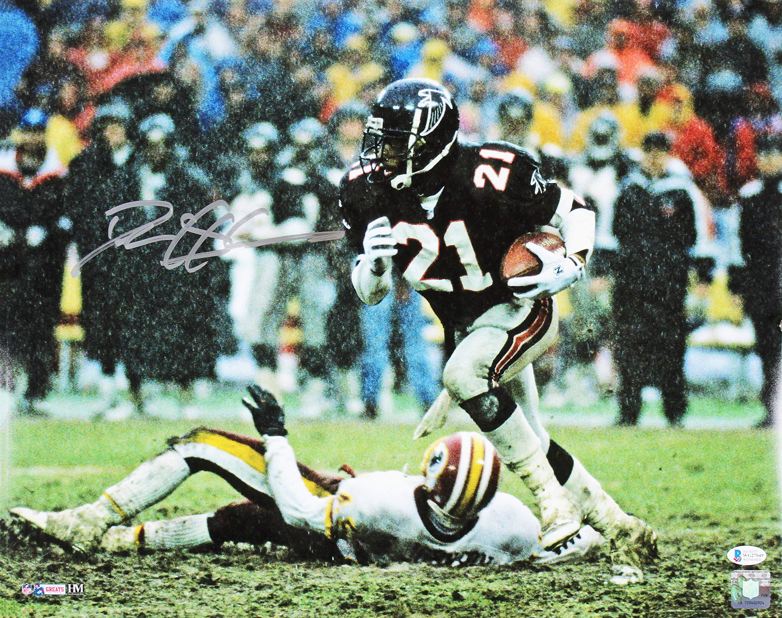 Falcons Deion Sanders Authentic Signed 16x20 Horizontal Photo BAS Witnessed 1