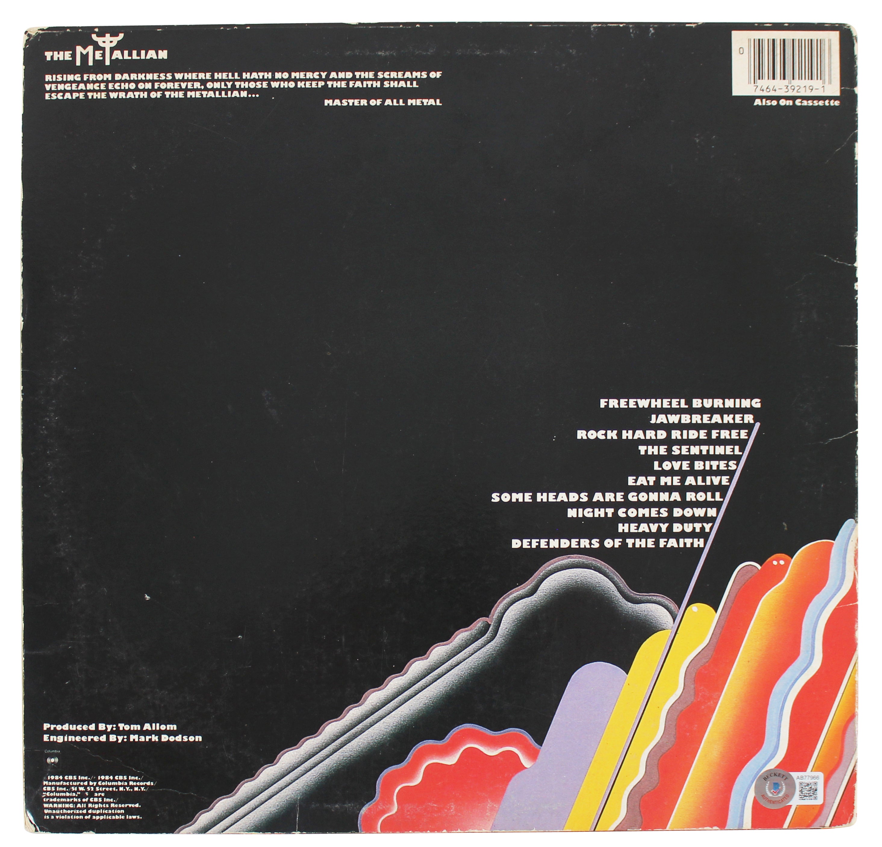 Judas Priest (3) Halford, Hill & Tipton Signed Album Cover BAS #AB77966