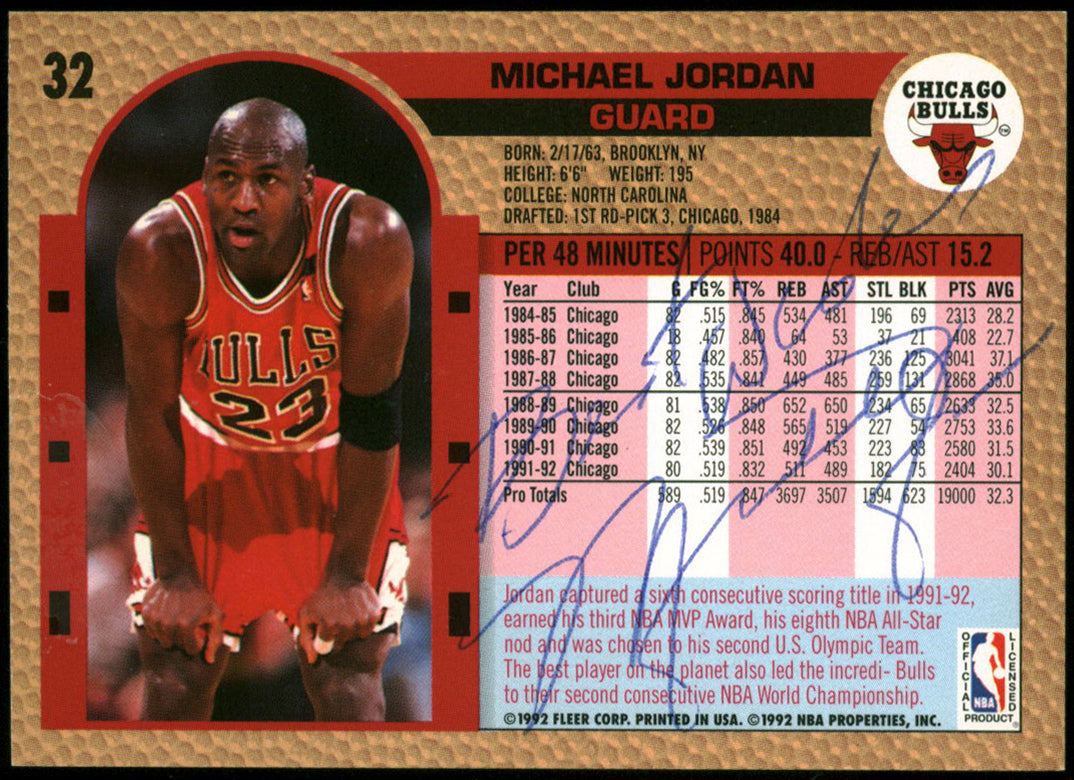 Bulls Michael Jordan "Best Wishes" Signed 1992 Fleer #32 Card JSA #BB30905