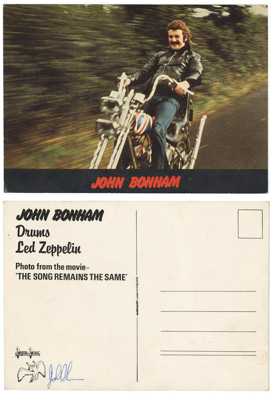 John Bonham Led Zeppelin Signed 6x8 The Song Remains The Same Postcard JSA