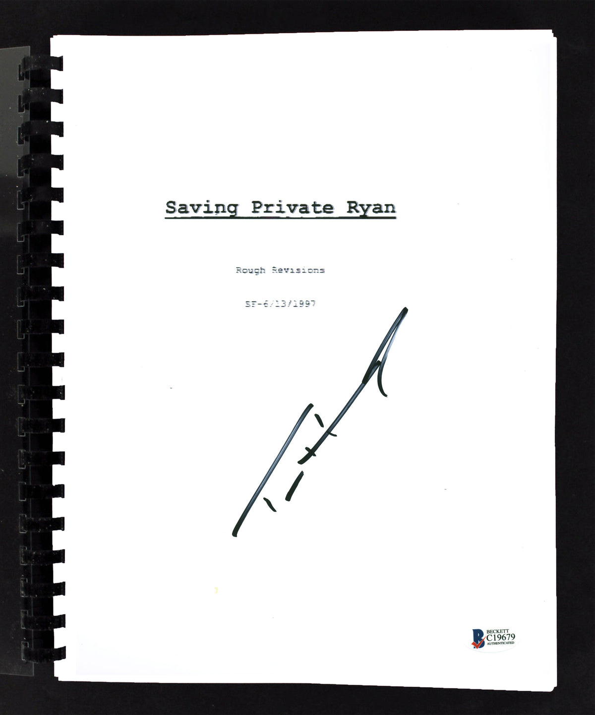 Tom Hanks Saving Private Ryan Authentic Signed Replica Movie Script BAS #C19679