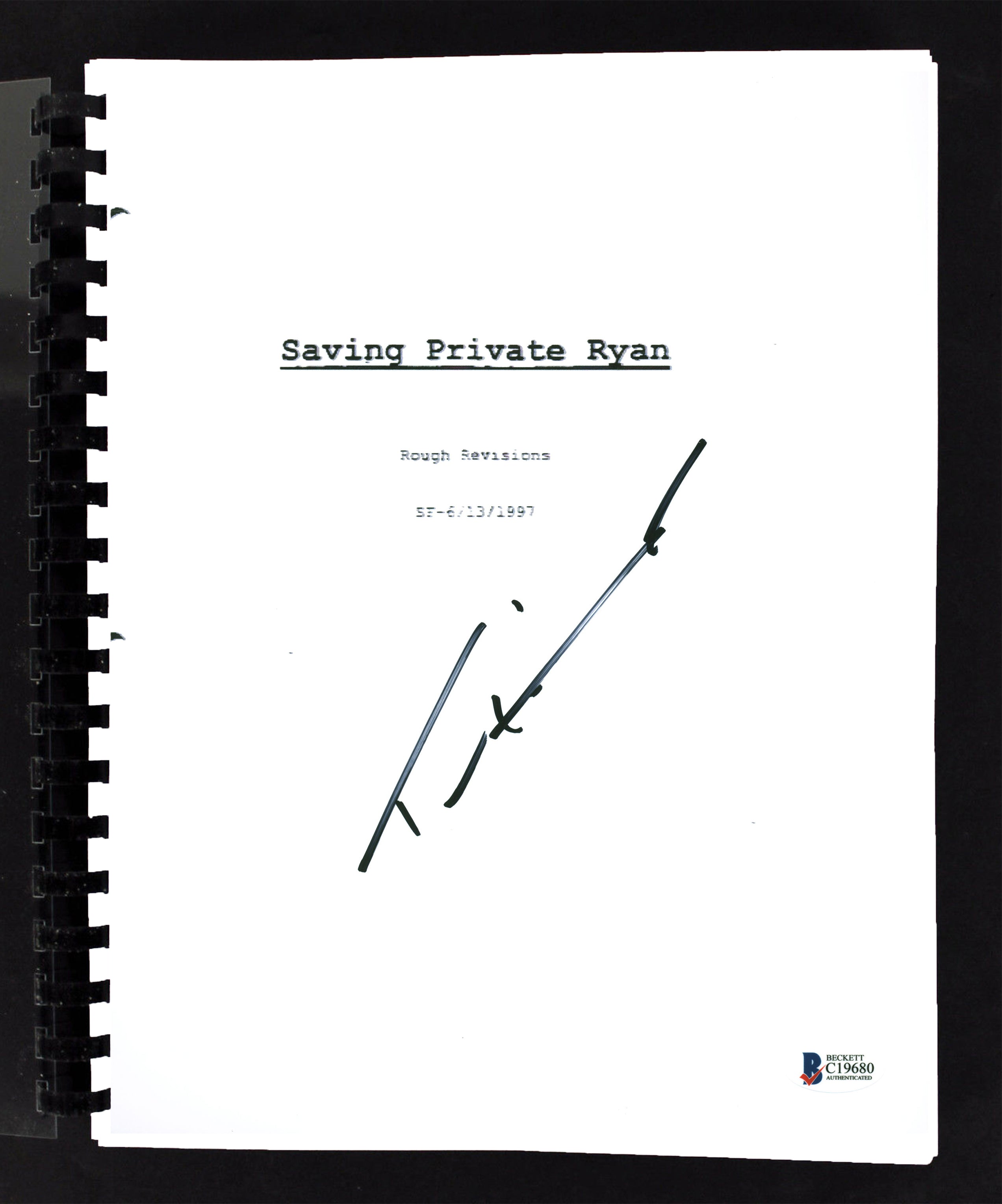 Tom Hanks Saving Private Ryan Authentic Signed Replica Movie Script BAS #C19680