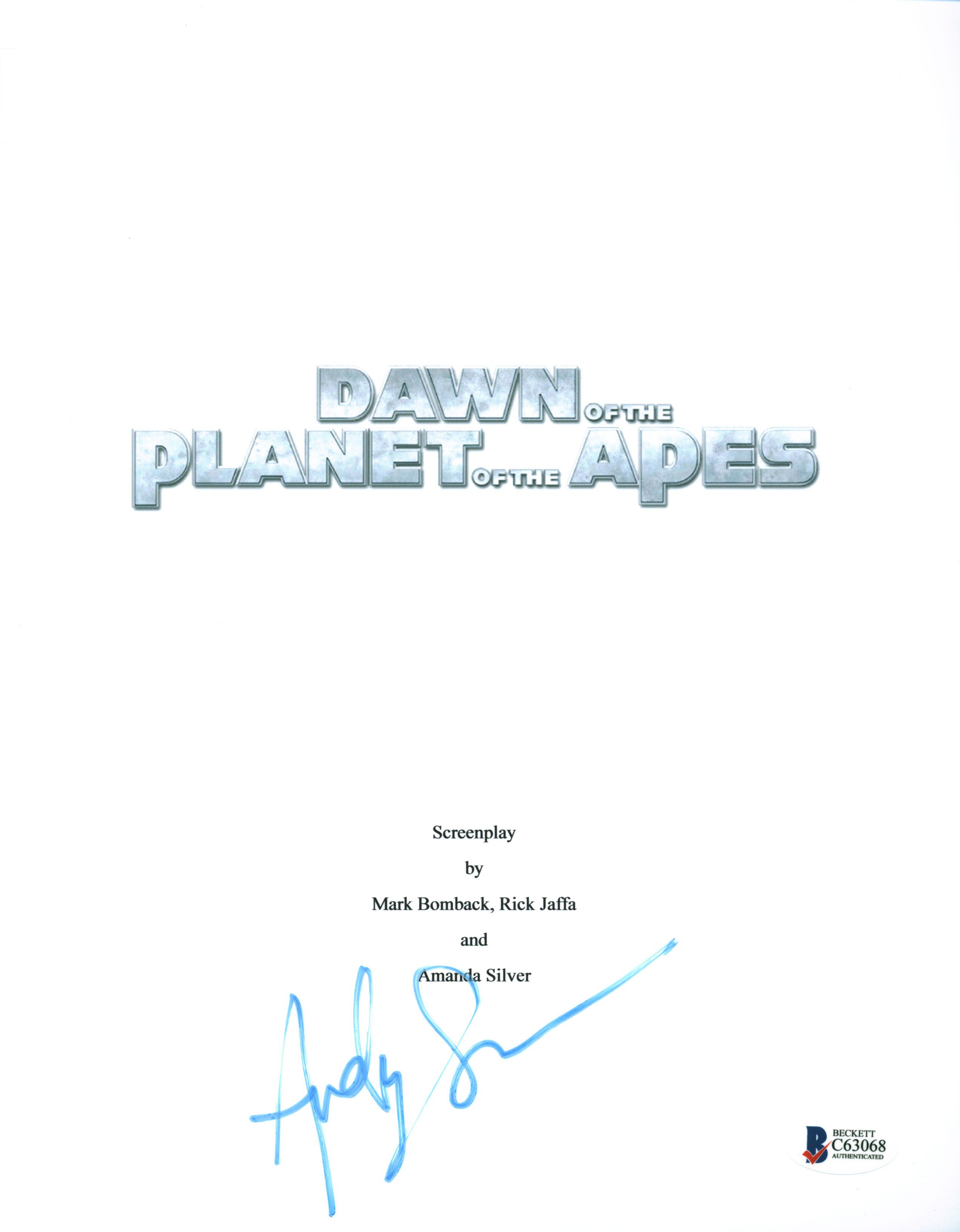 Andy Serkis Dawn Of The Planet Of The Apes Signed Script Cover BAS #C63068
