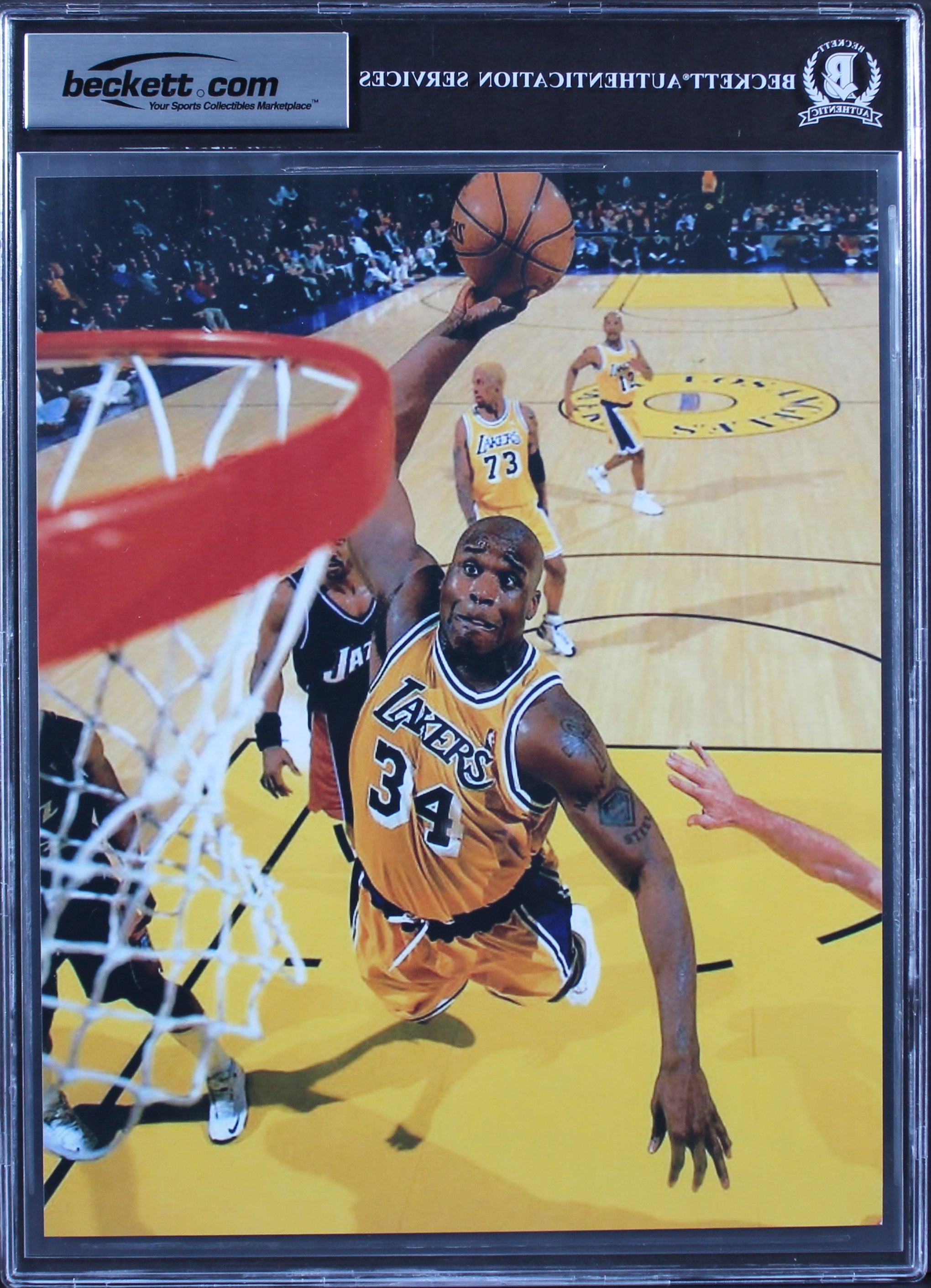 Lakers Shaquille O'Neal Authentic 3x Signed 8x10 Photo Autographed BAS Slabbed 2