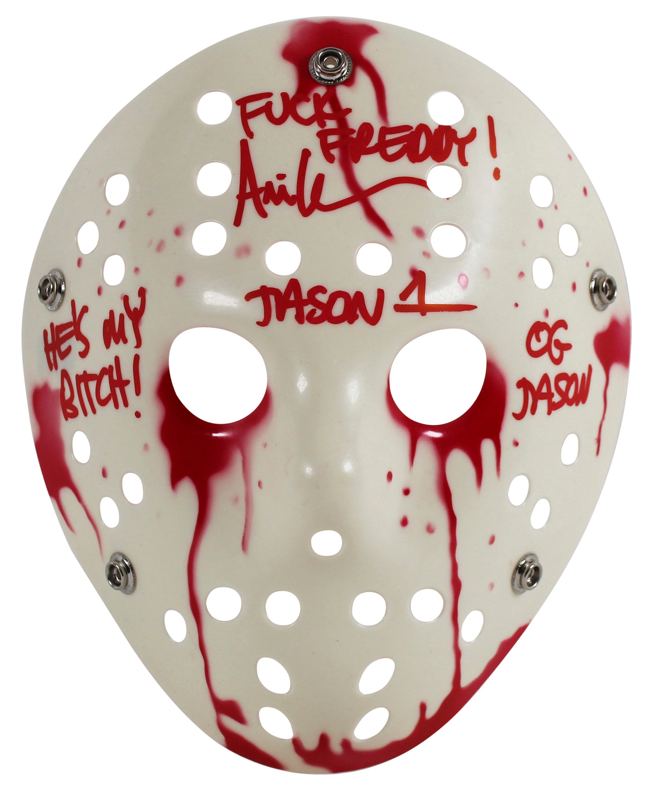 Ari Lehman Friday The 13th 3x Insc Authentic Signed Whtie Mask BAS Wit #WV52945
