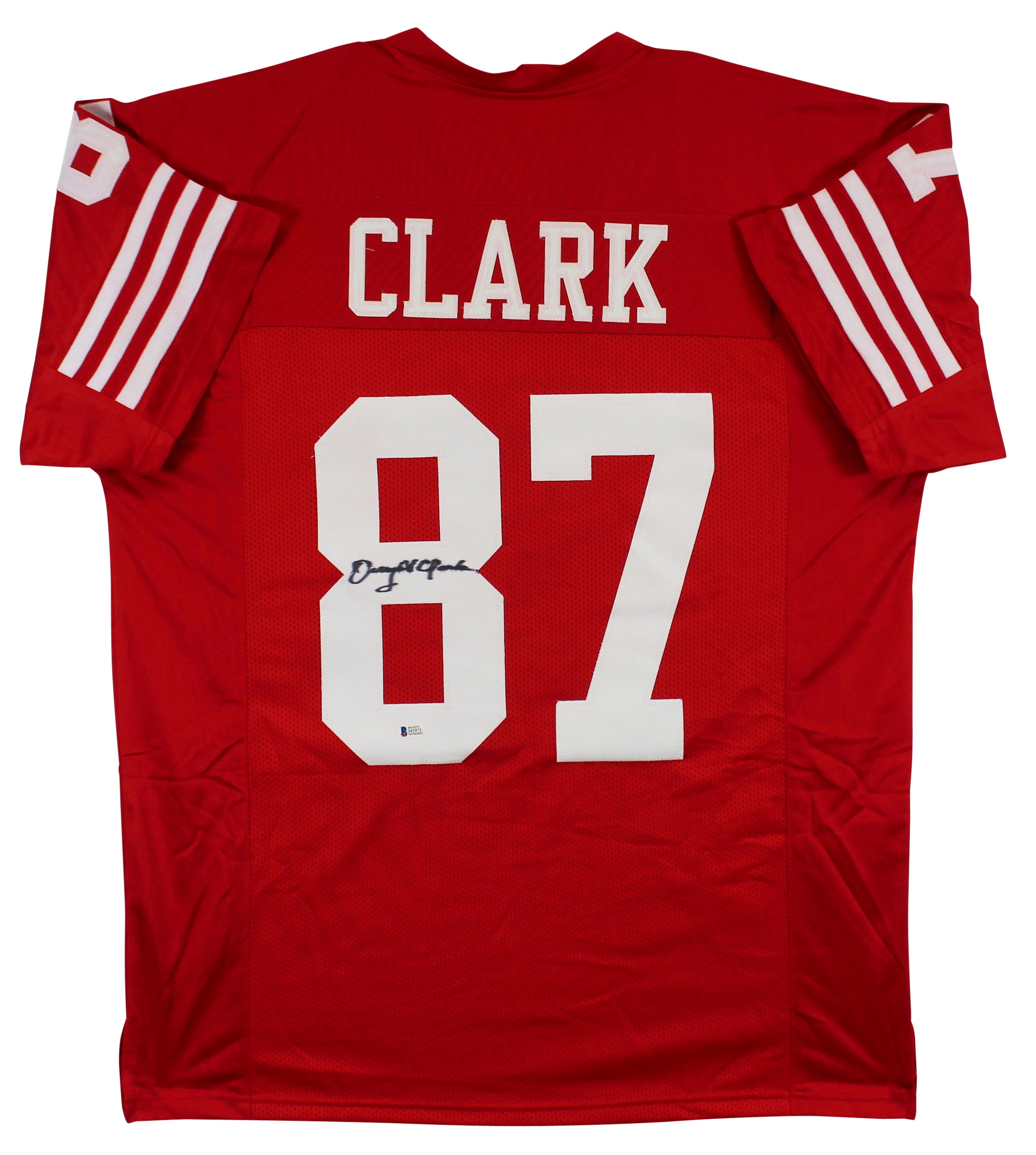 Dwight Clark Authentic Signed Red Pro Style Jersey BAS Witnessed #J45975