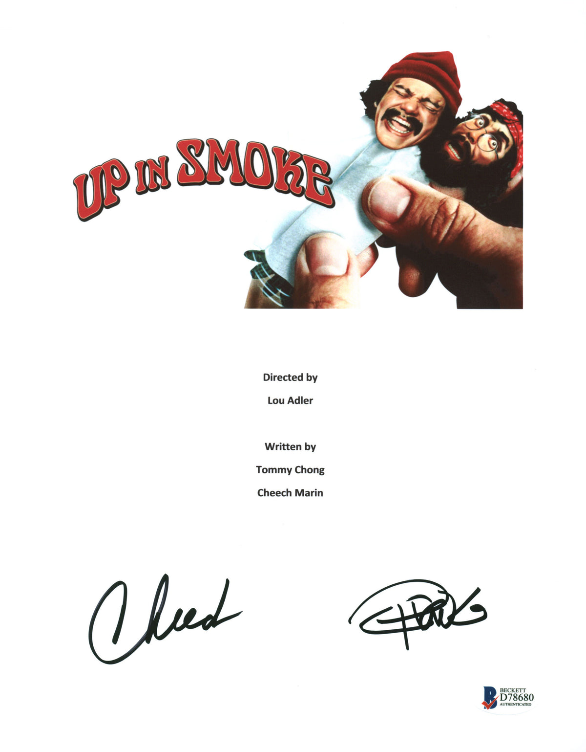 Cheech Marin & Tommy Chong Up in Smoke Authentic Signed Movie Script BAS #D78680