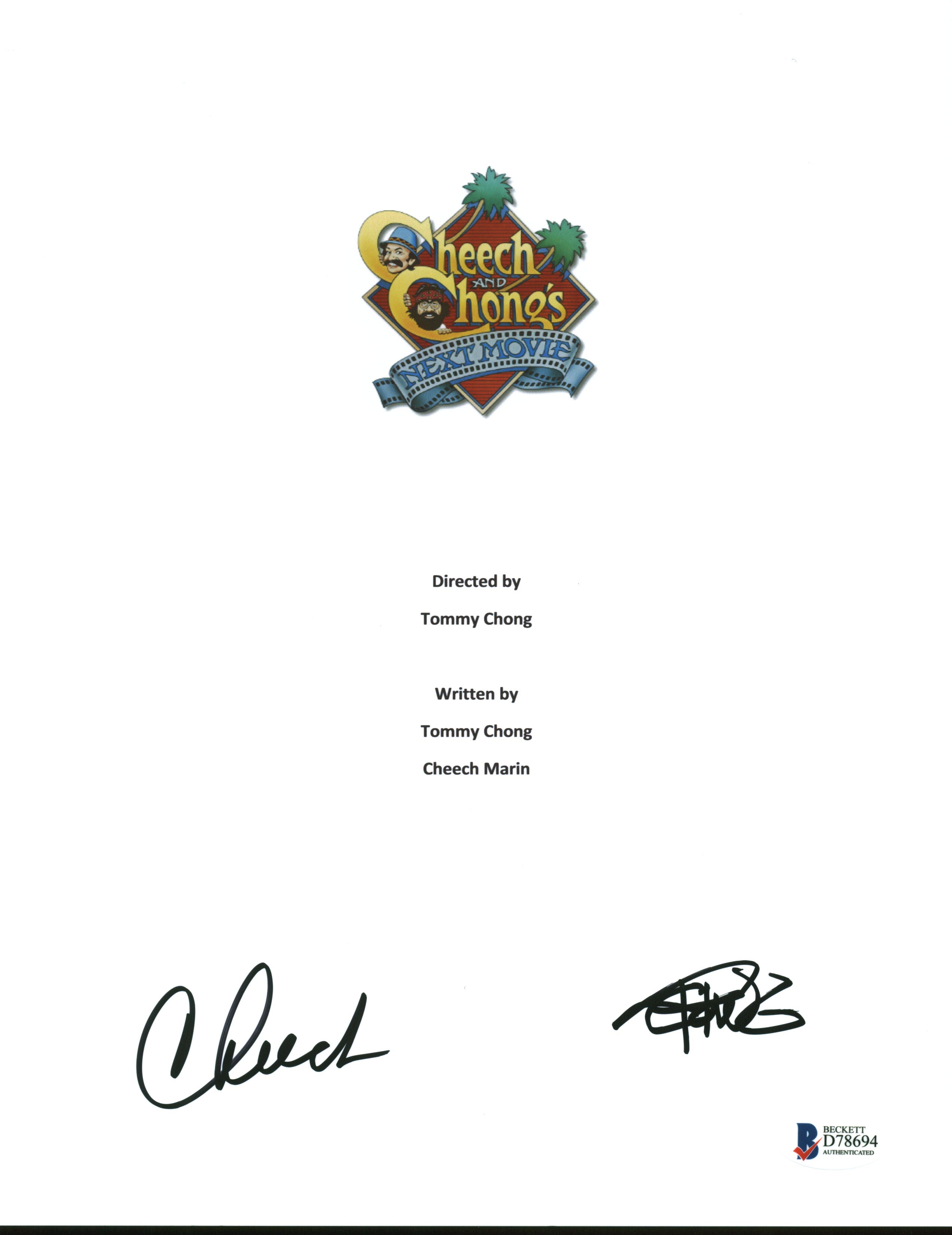 Cheech Marin & Tommy Chong Next Movie Signed 8.5x11 Script Cover BAS #D78694