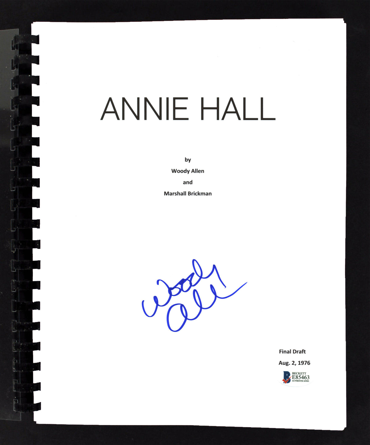 Woody Allen Annie Hall Authentic Signed Movie Script Autographed BAS #E85463