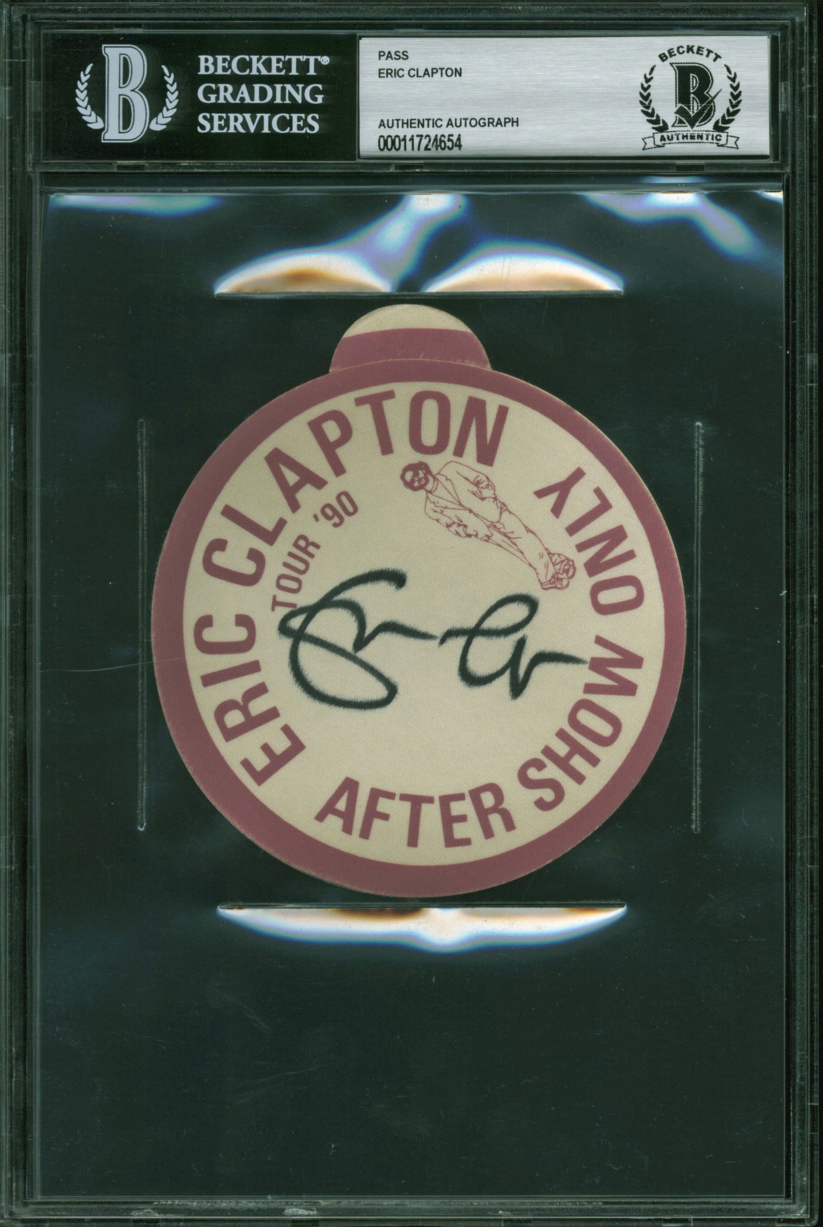 Eric Clapton Authentic Signed 4 Inch 1990 Concert Backstage Pass BAS Slabbed