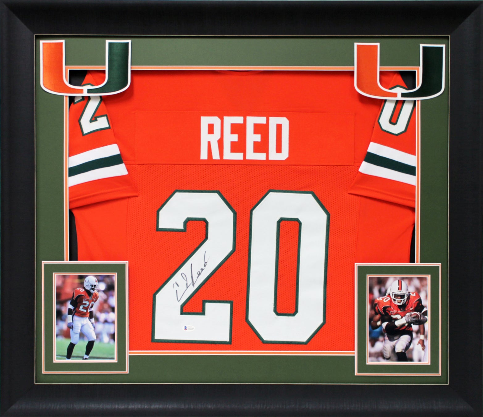 Ed Reed Authentic Signed Orange Pro Style Framed Jersey Autographed BAS Witness
