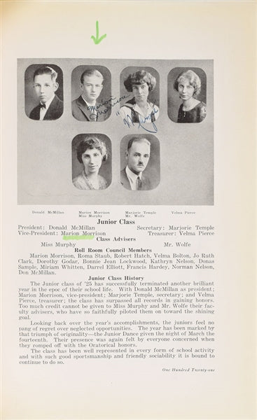 John Wayne Twice Signed 1924 Glendale Union High School Yearbook BAS #A72828