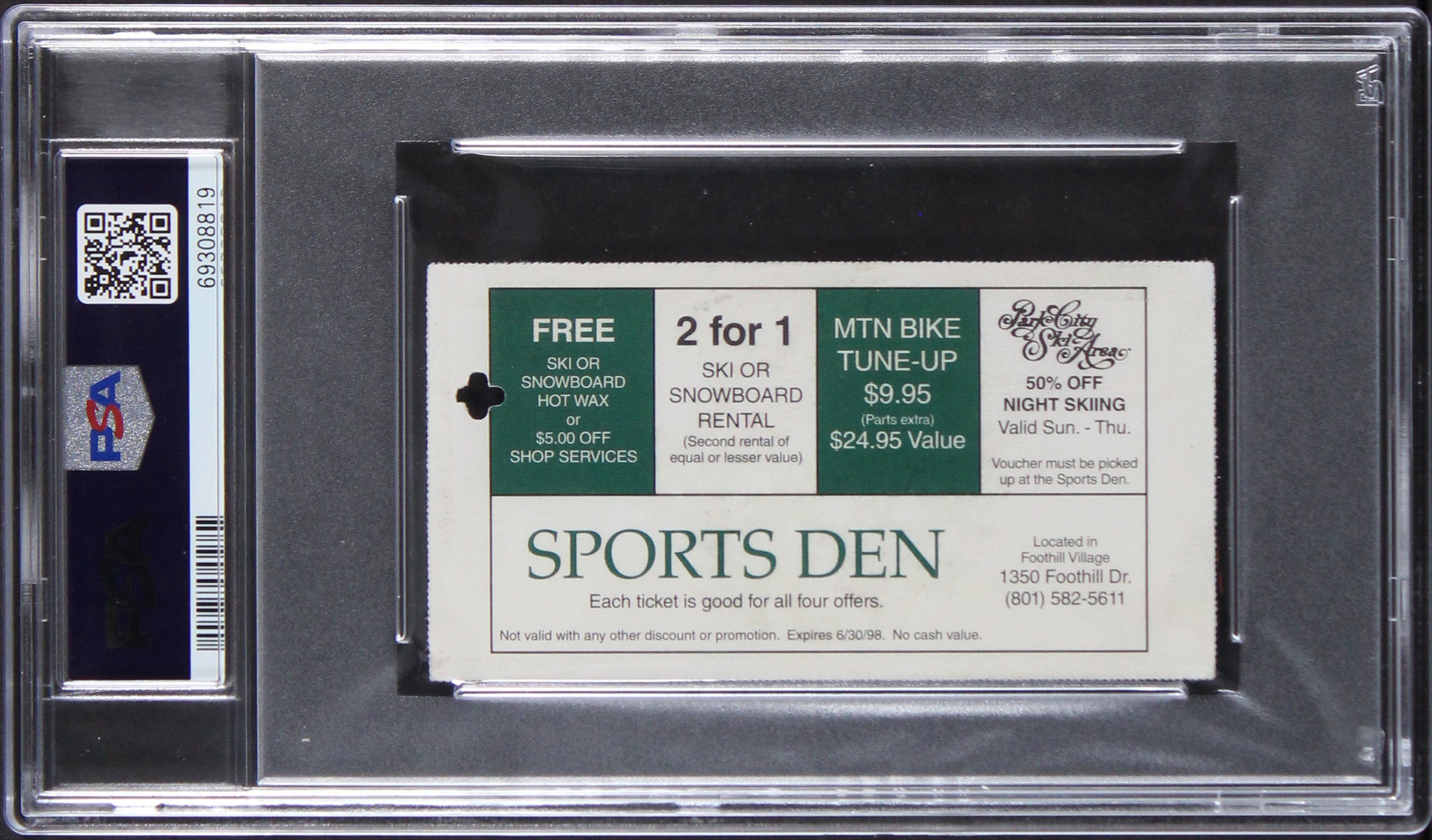Michael Jordan '98 Bulls Vs Jazz Finals GM 6 VIP Ticket Stub Grade VG 3 PSA Slab