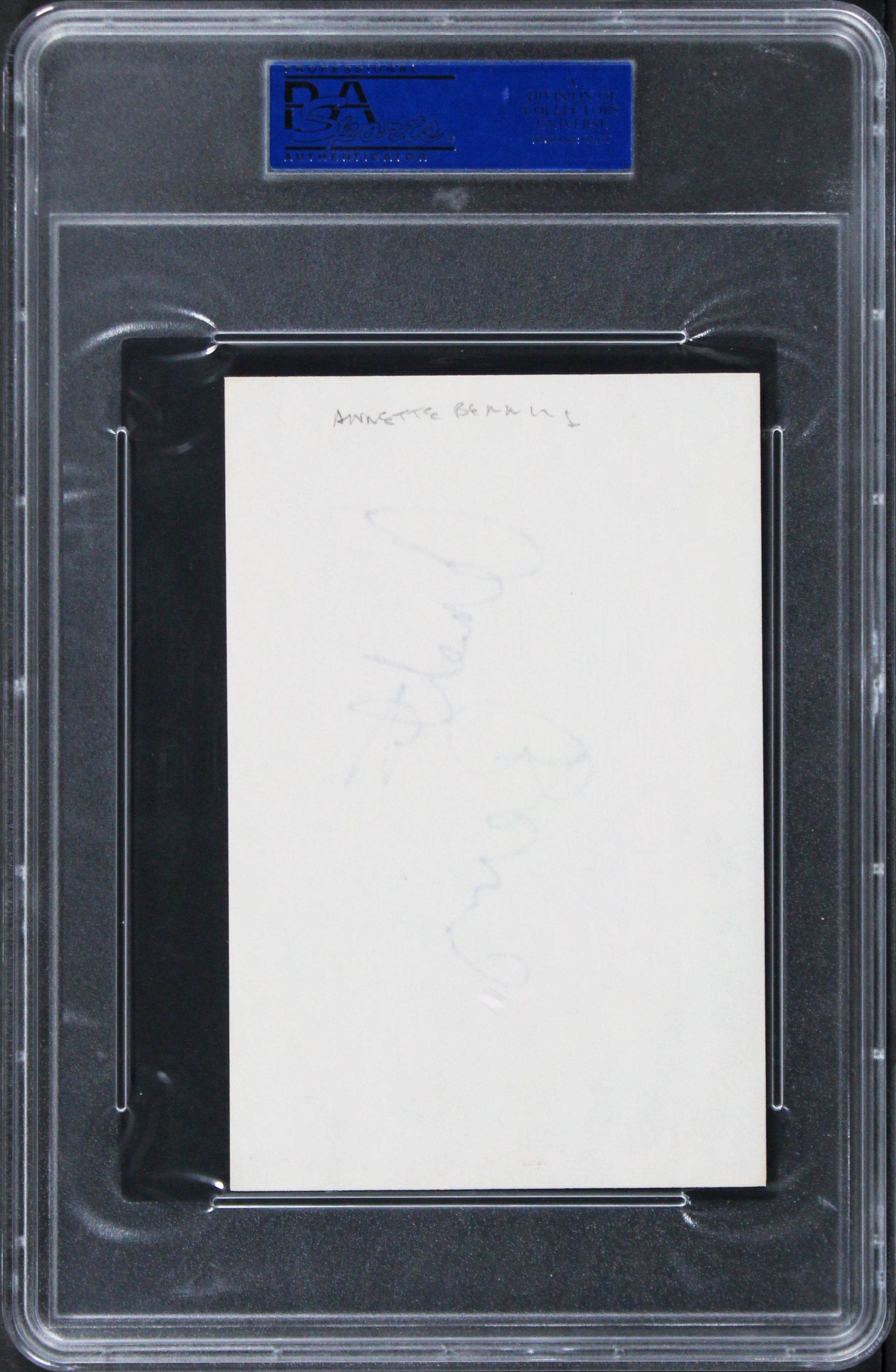 Annette Bening Authentic Signed 4X6 Index Card Autographed PSA/DNA Slabbed