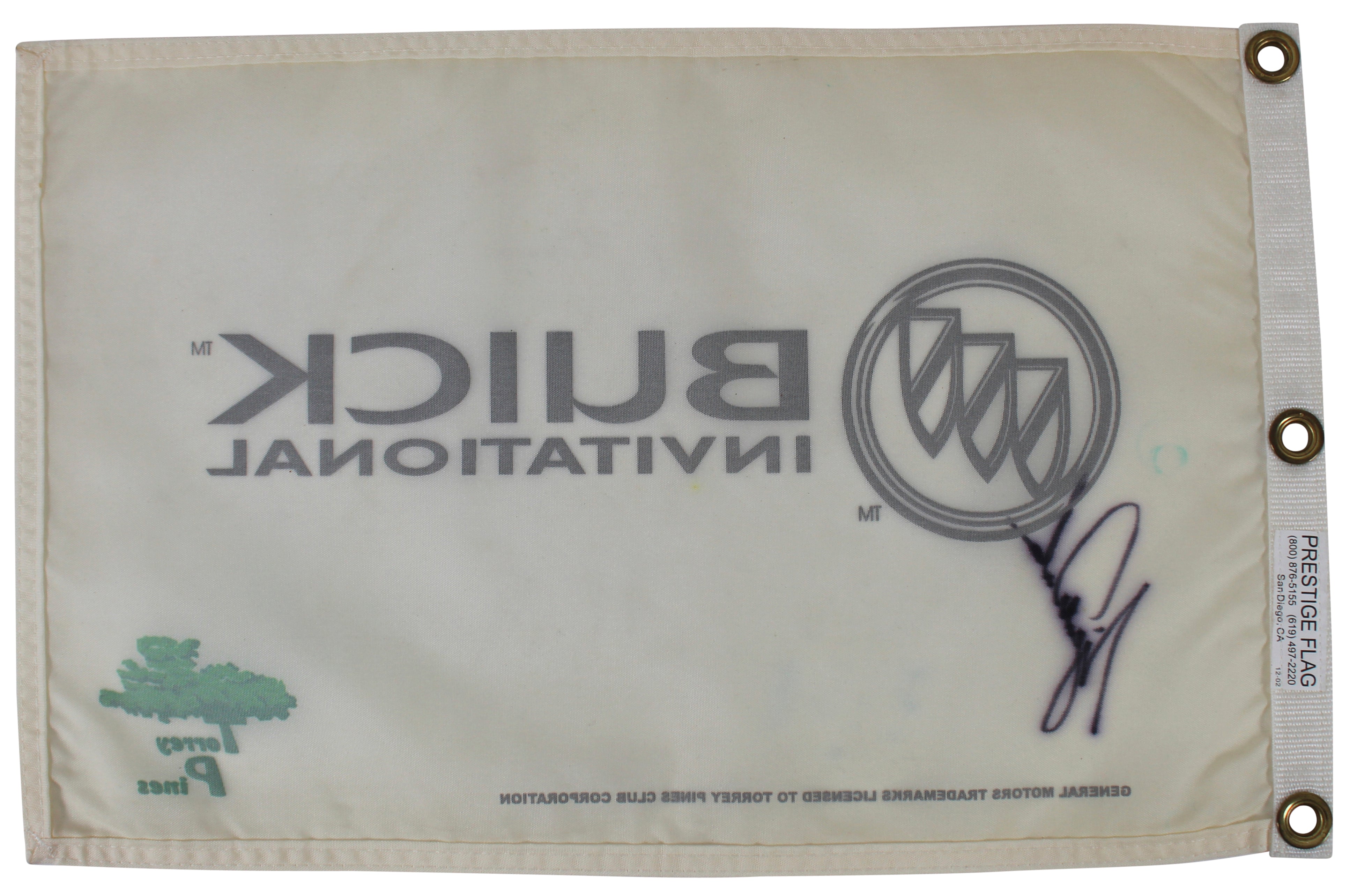 Tiger Woods Authentic Signed Buick Invitational Golf Pin Flag BAS #AD33996