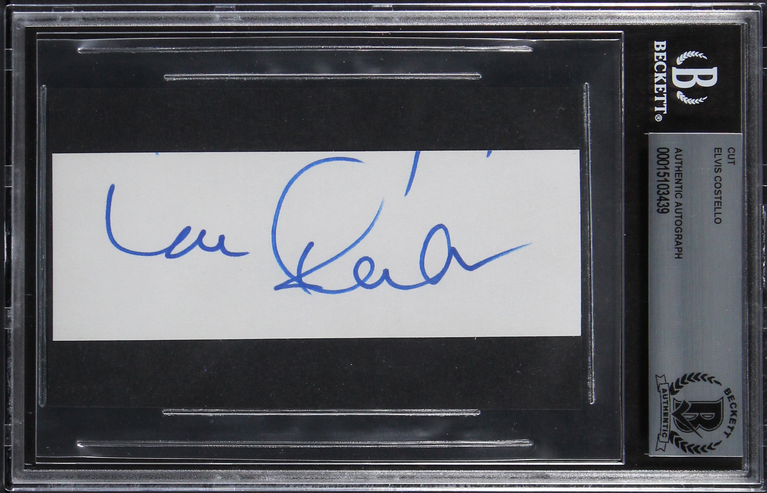 Elvis Costello Authentic Signed 1.75x5 Cut Signature Autographed BAS Slabbed