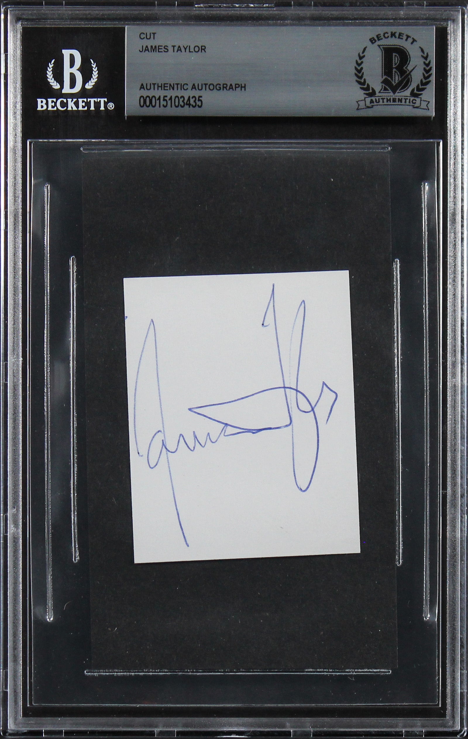 James Taylor Authentic Signed 2.25x2.75 Cut Signature Autographed BAS Slabbed