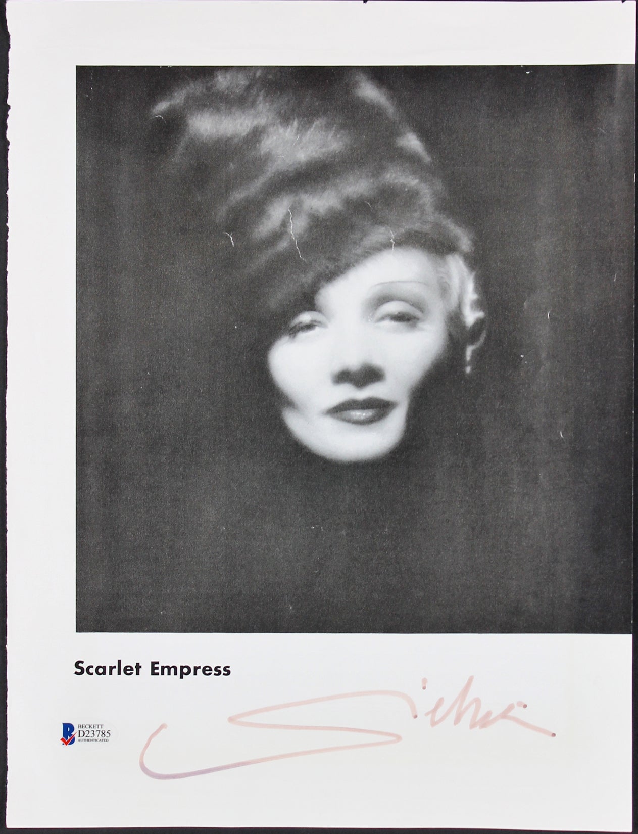 Marlene Dietrich Scarlet Empress Signed 9.25X13.25 Magazine Photo BAS #D23785