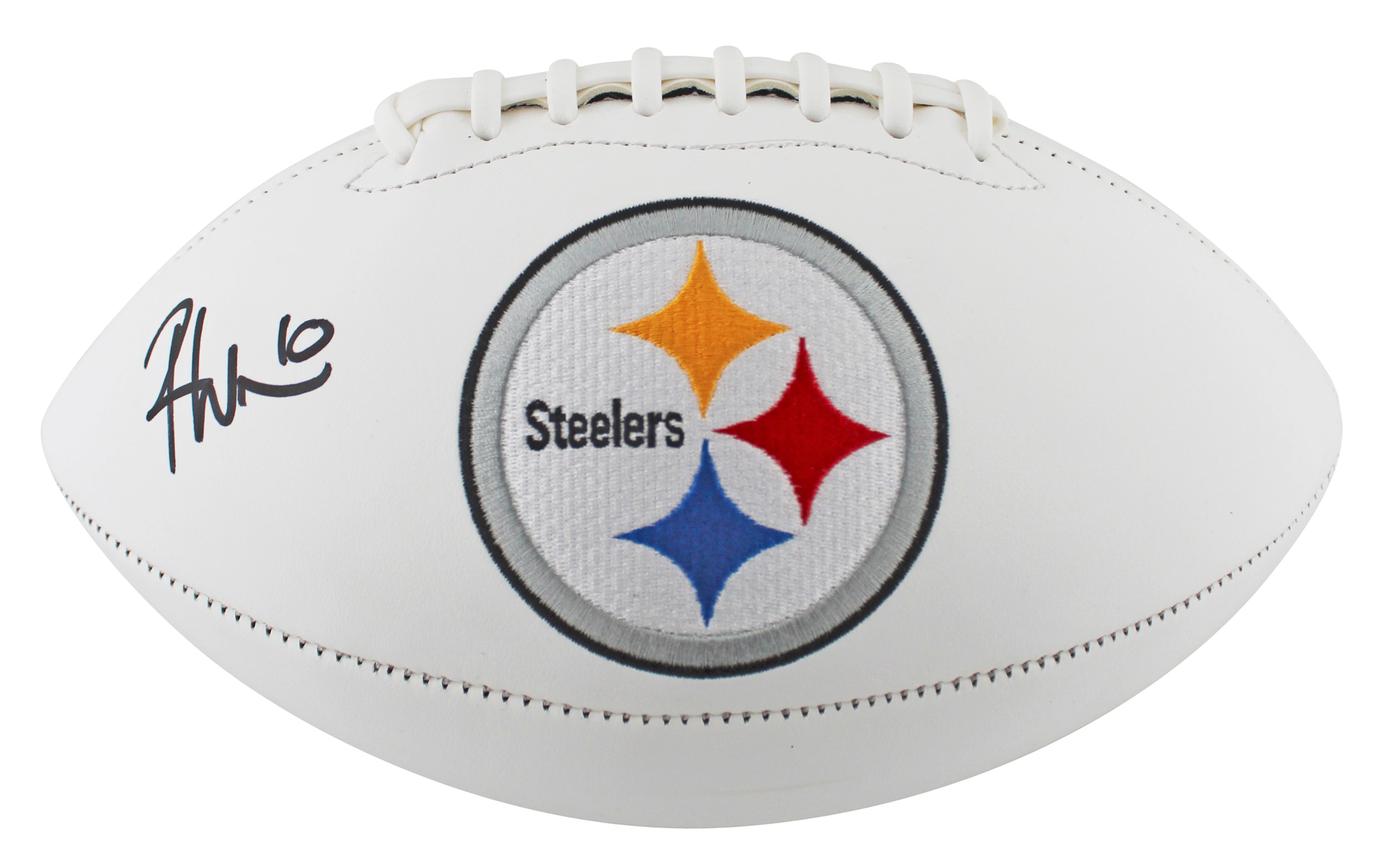 Steelers Roman Wilson Signed White Panel Logo Football W/ Case BAS Witnessed