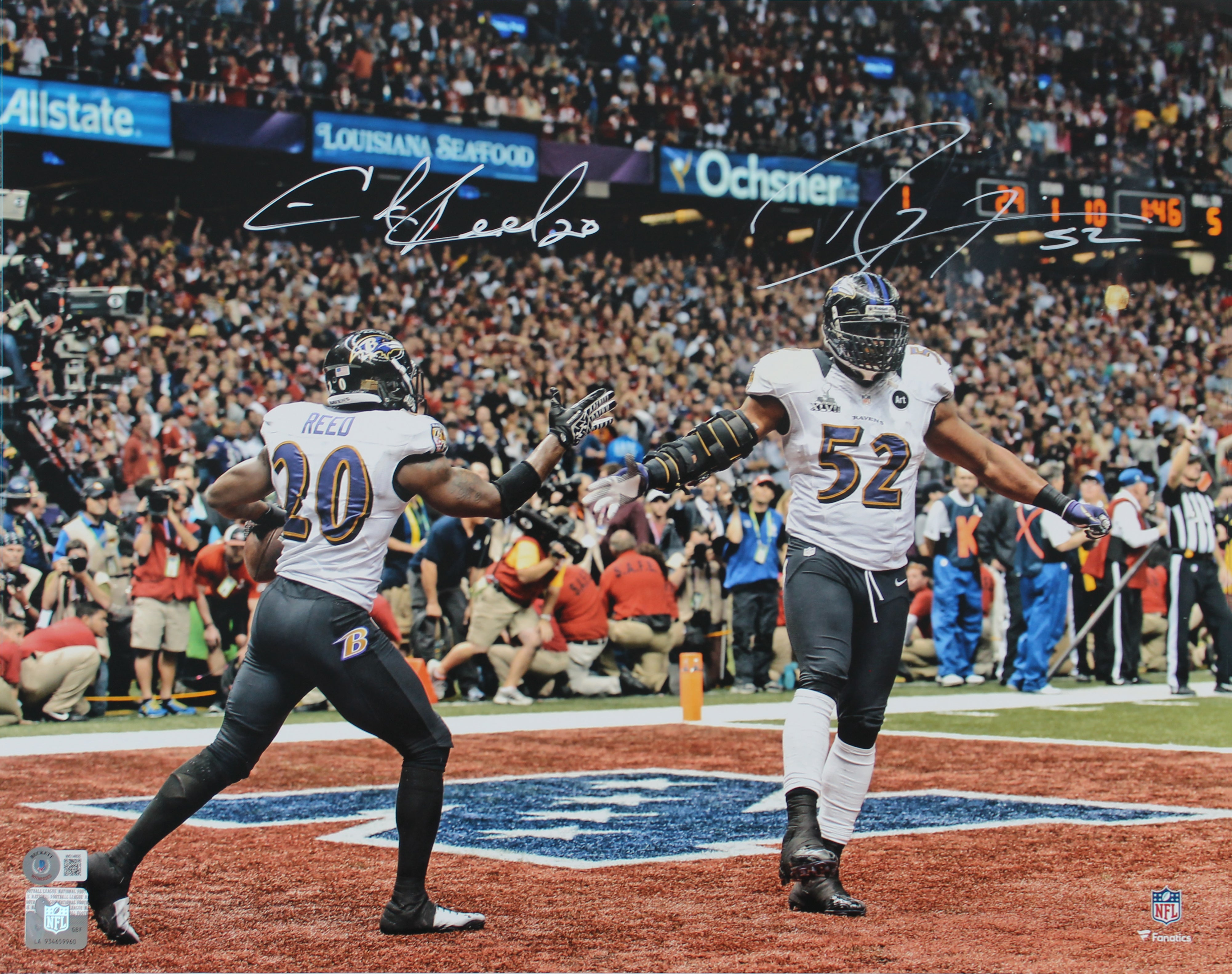 Ravens Ray Lewis & Ed Reed Authentic Signed 16x20 Photo BAS Witnessed #W514800