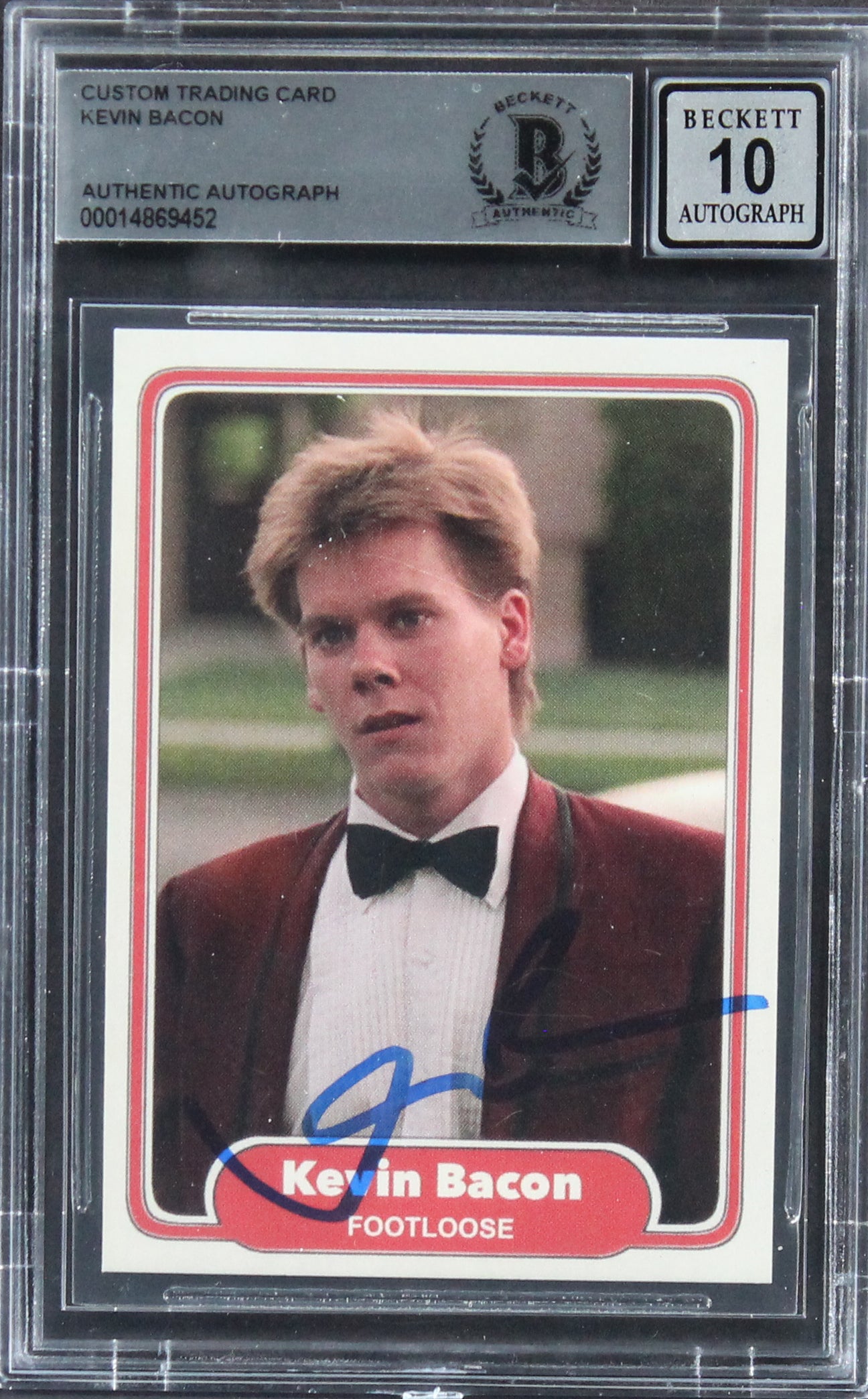 Kevin Bacon Footloose Authentic Signed Custom Trading Card Auto 10! BAS Slabbed