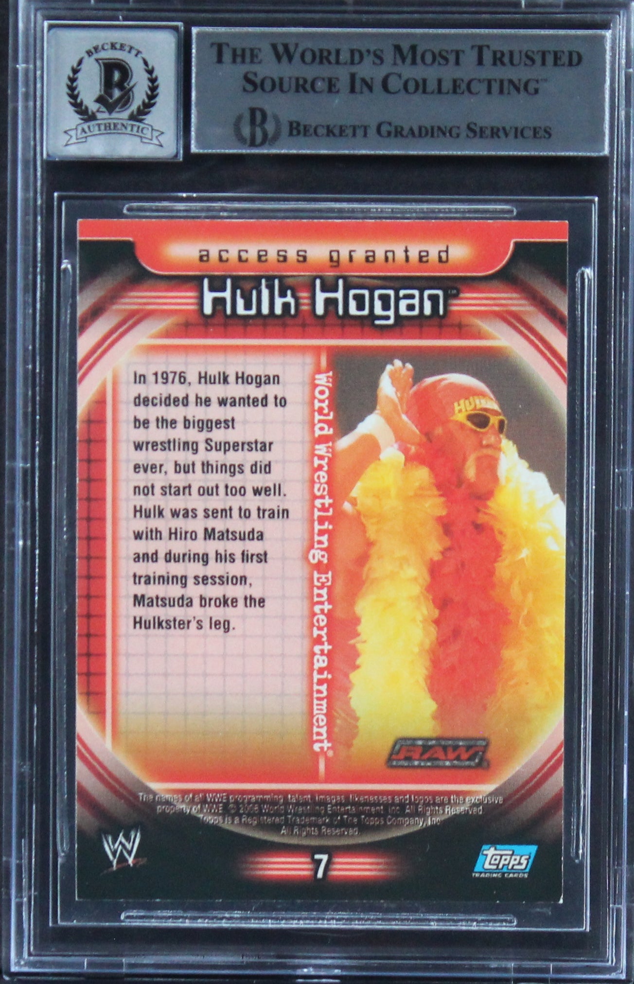 Hulk Hogan Authentic Signed 2006 Topps WWE Insider #7 Card Auto 10! BAS Slabbed