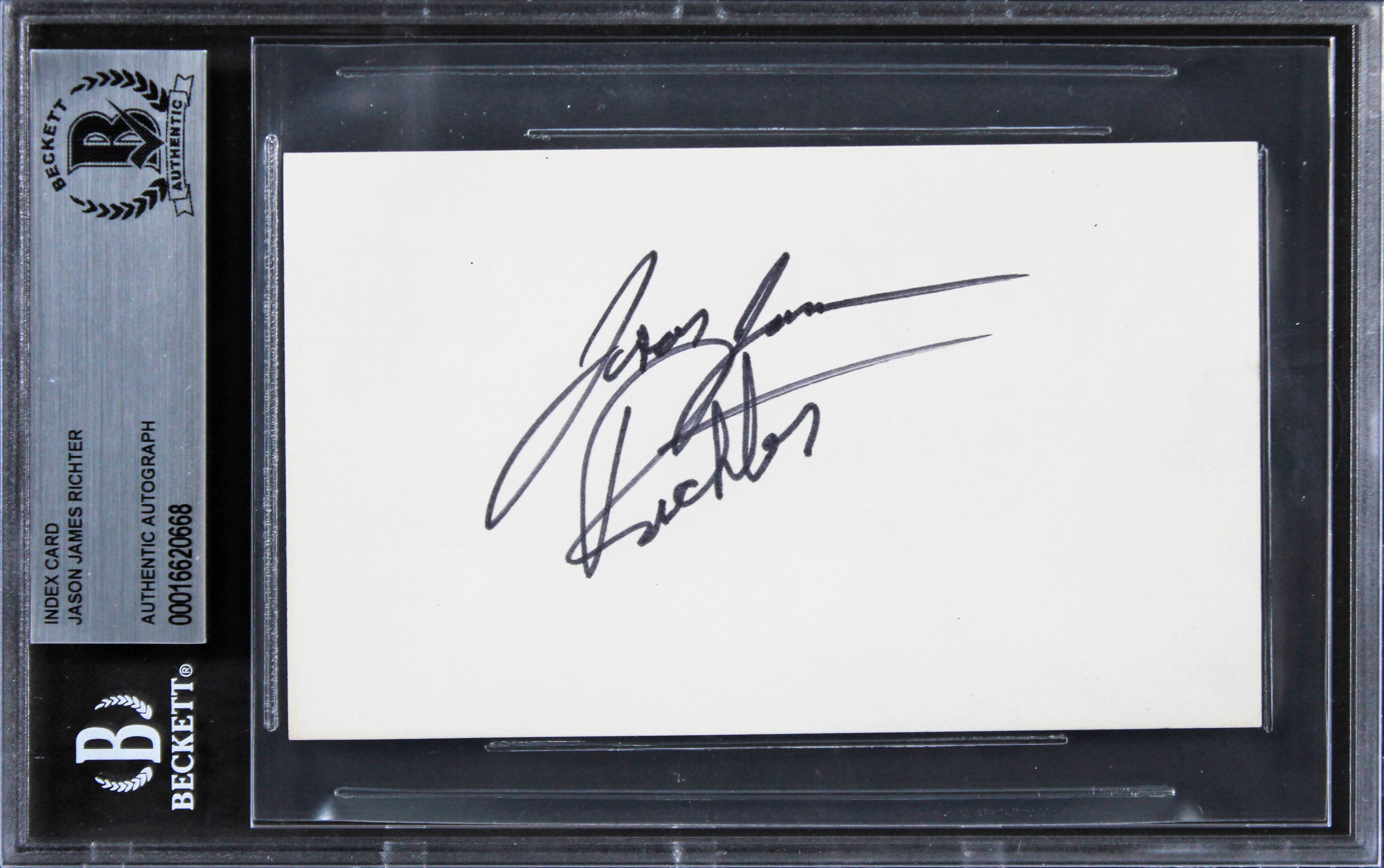 Jason James Richter Free Willy Authentic Signed 3x5 Index Card BAS Slabbed