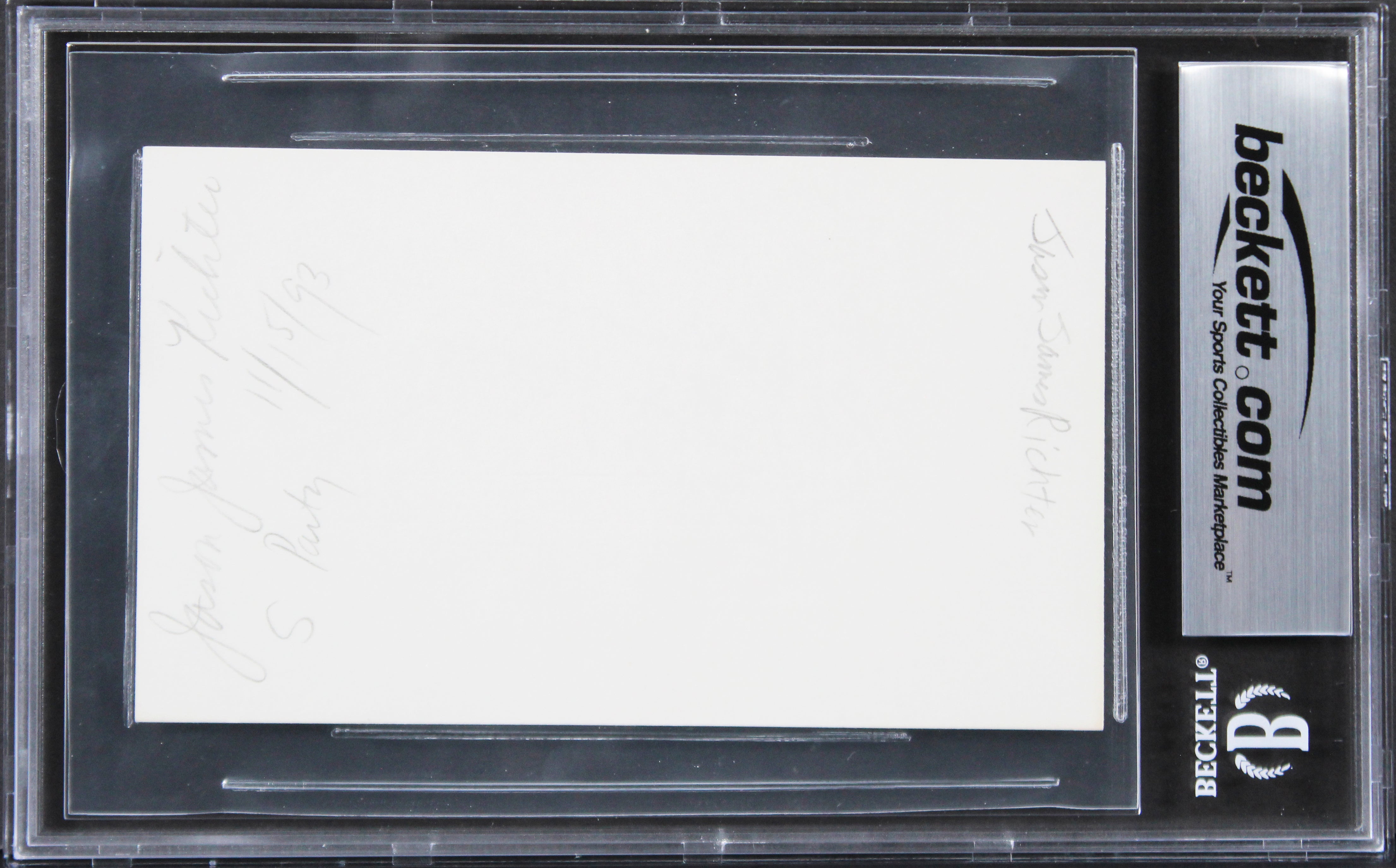 Jason James Richter Free Willy Authentic Signed 3x5 Index Card BAS Slabbed