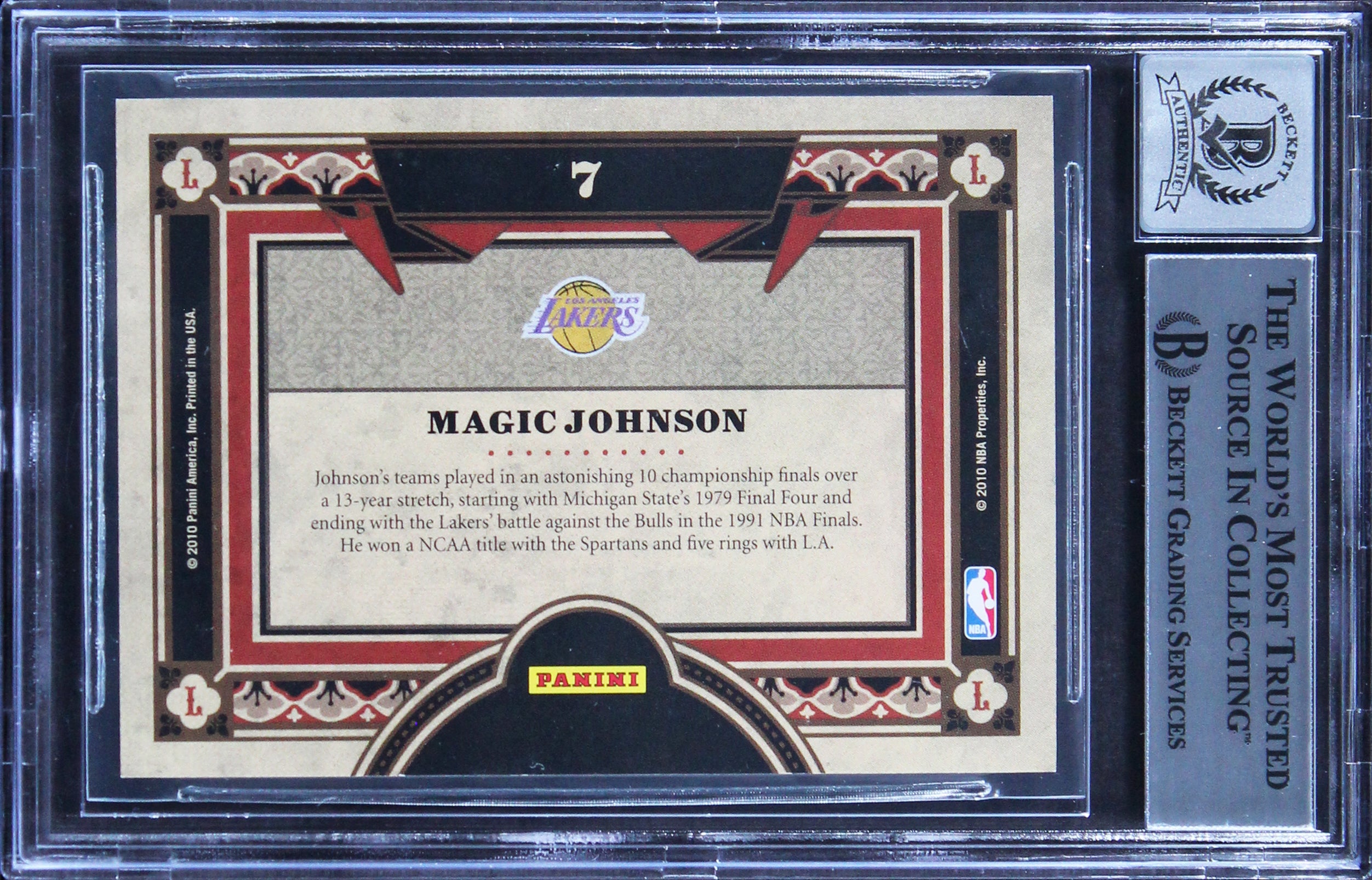 Lakers Magic Johnson Signed 2009 Crown Royale LL #7 Card Auto 10! BAS Slabbed