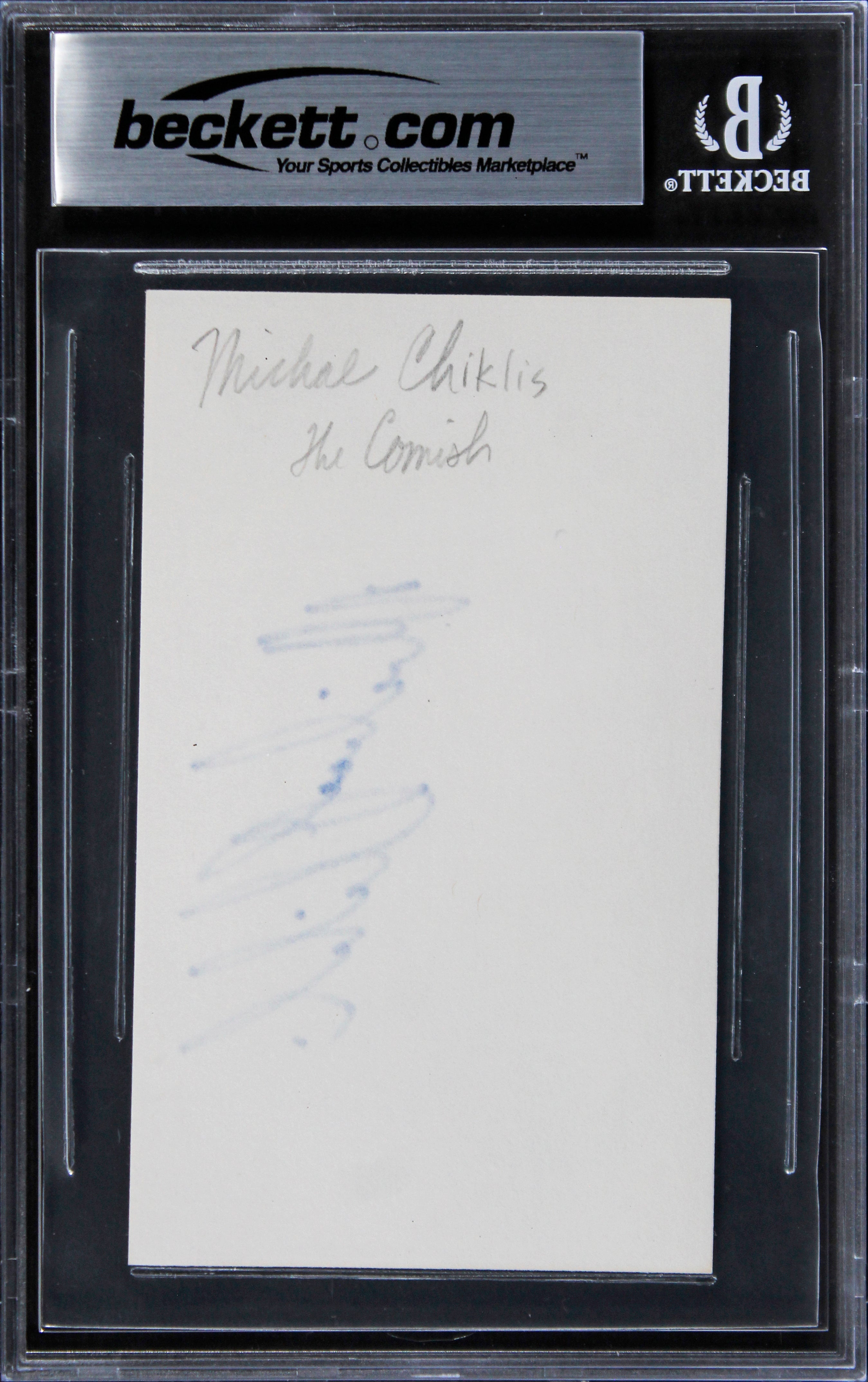 Michael Chiklis The Shield Signed 3x5 Index Card w/ Blue Sig BAS Slabbed