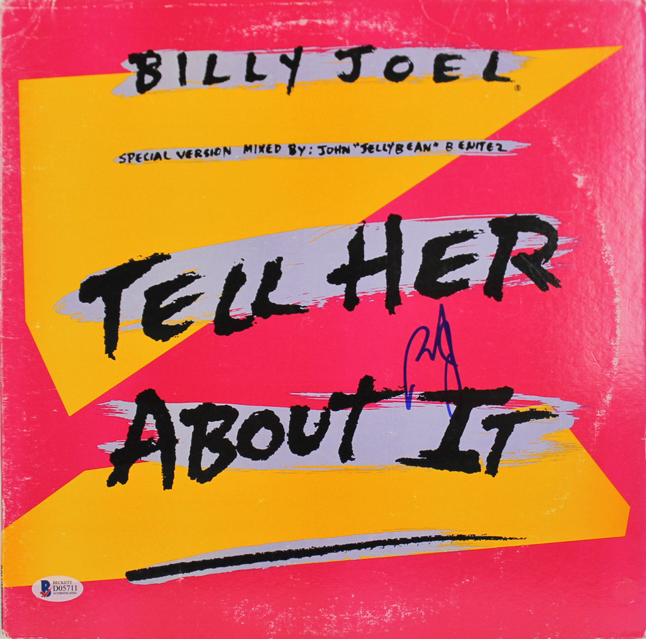 Billy Joel Authentic Signed Tell Her About It Album Cover W/ Vinyl BAS #D05711