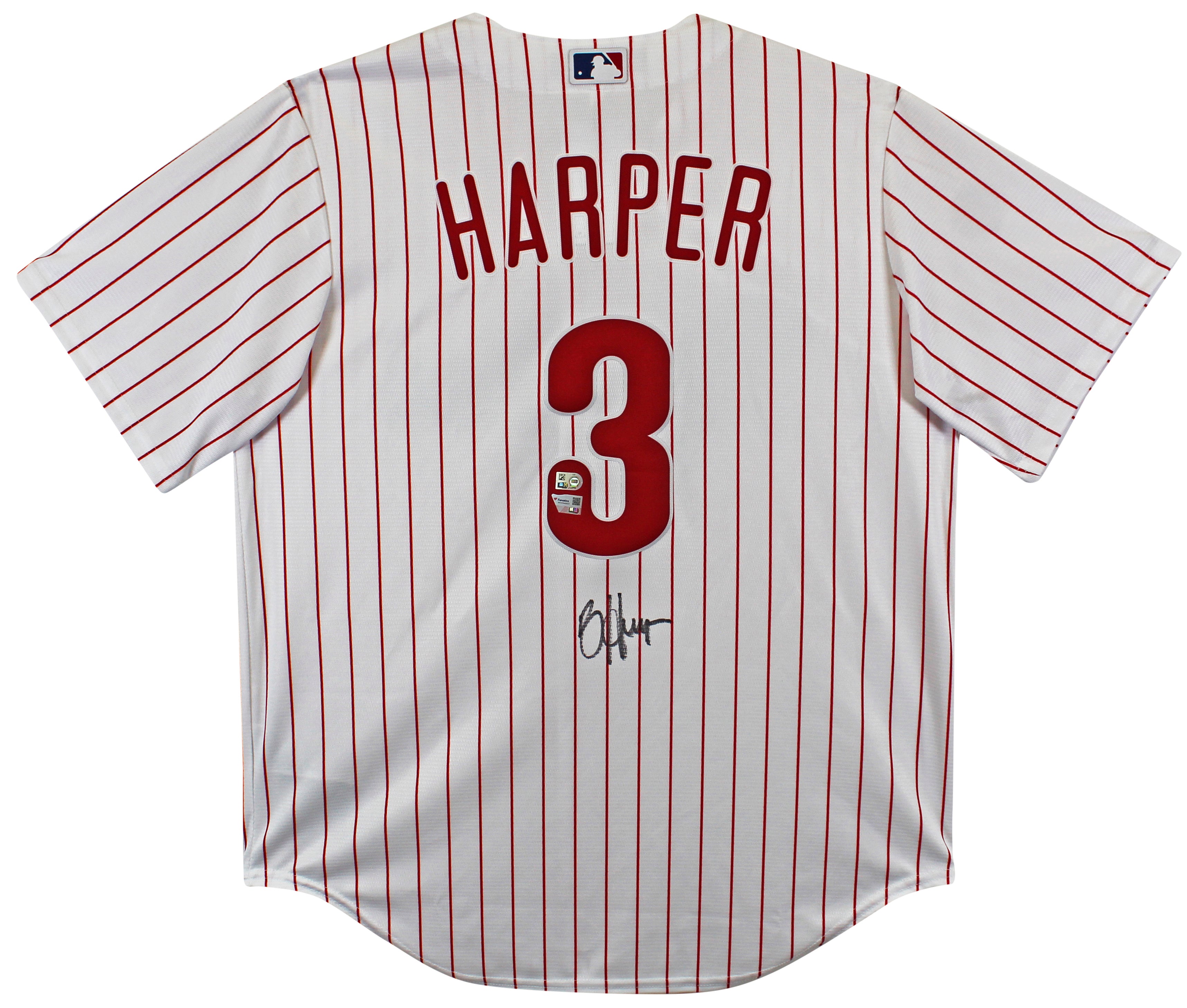 Phillies Bryce Harper Signed White Nike Pinstripe Jersey MLB & Fanatics