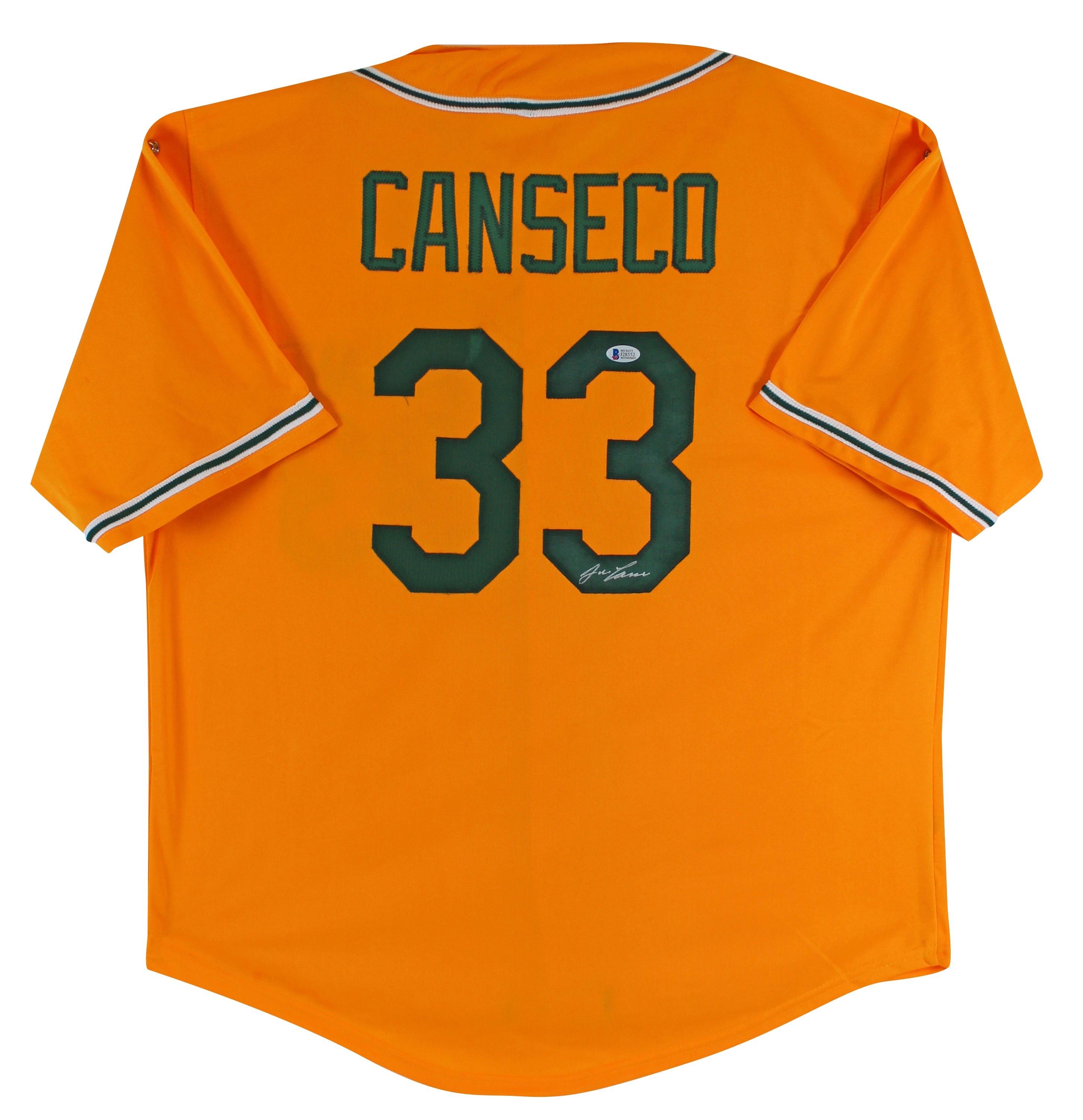 Jose Canseco Authentic Signed Yellow Pro Style Jersey Autographed BAS Witnessed