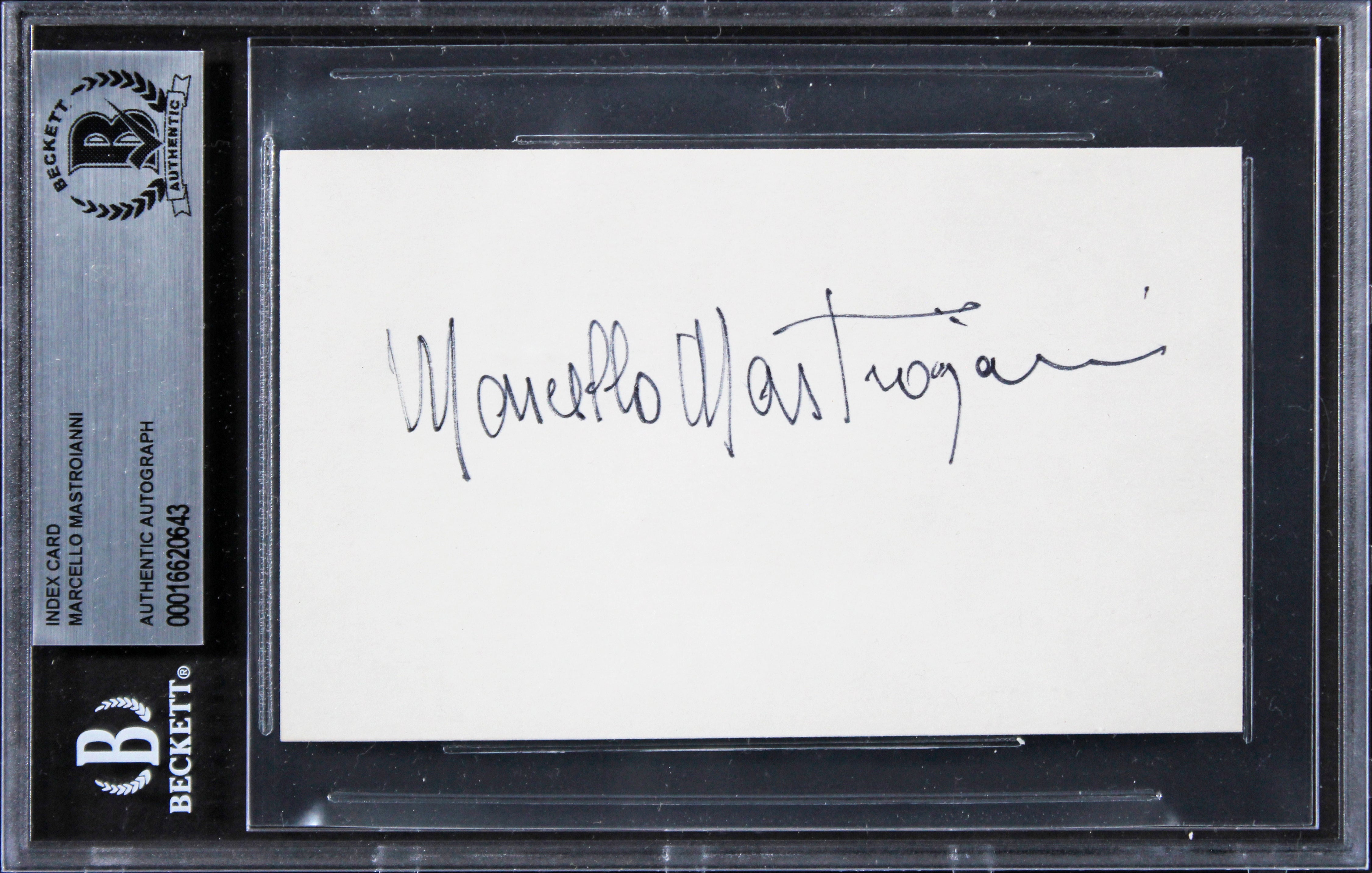 Marcello Mastroianni La Dolce Vita Authentic Signed 3x5 Index Card BAS Slabbed