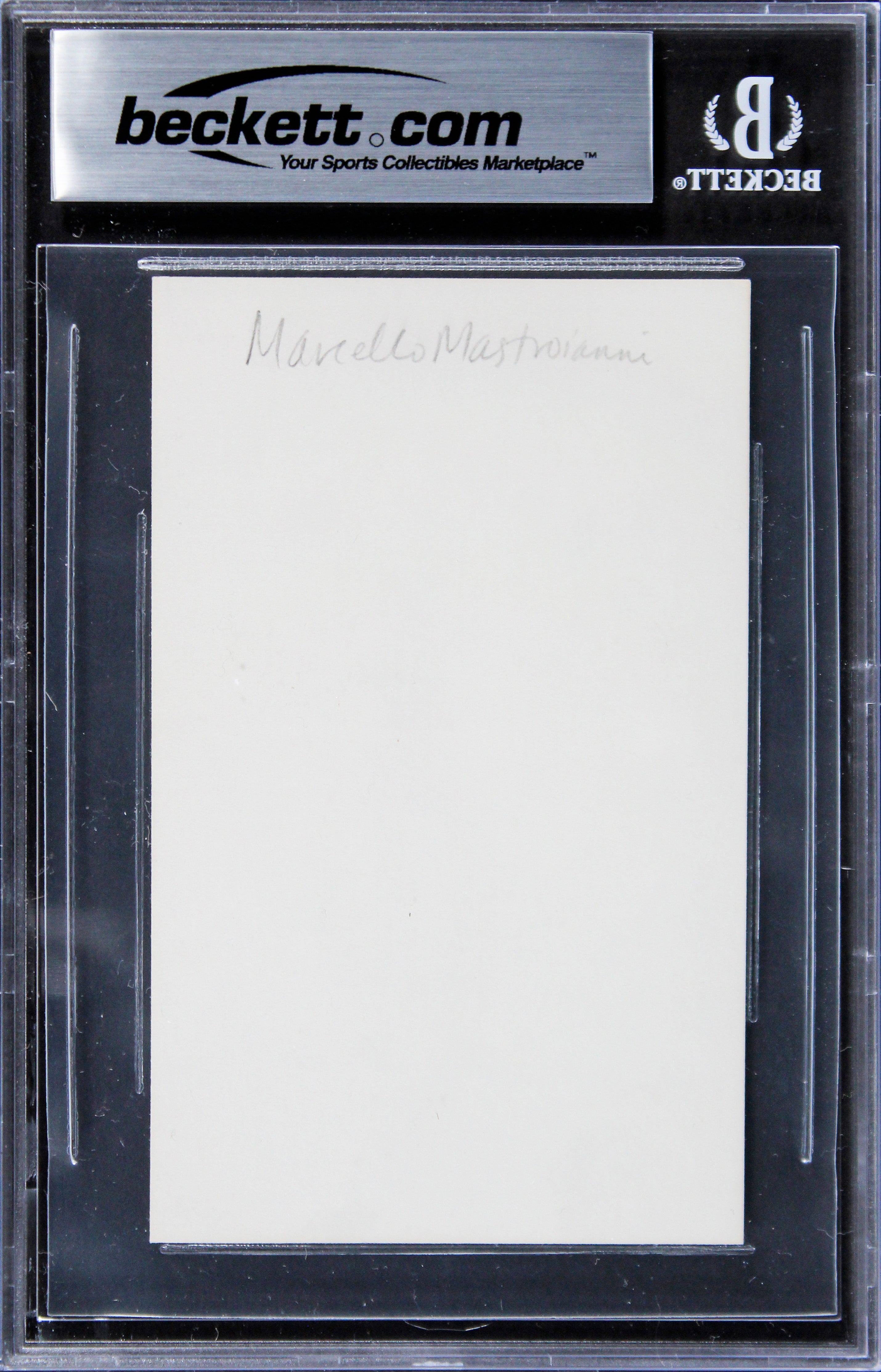 Marcello Mastroianni La Dolce Vita Authentic Signed 3x5 Index Card BAS Slabbed